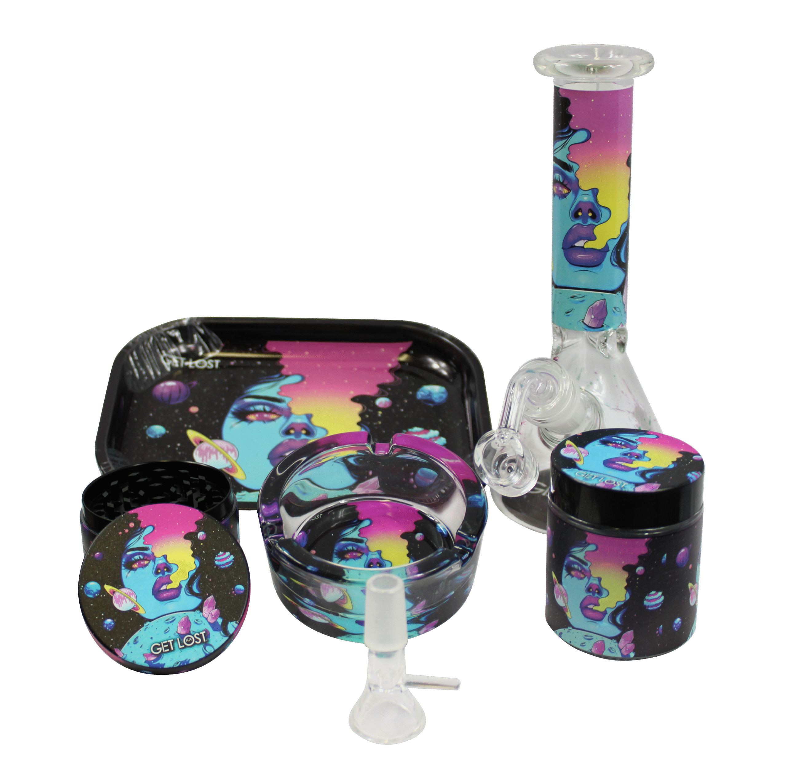 WP-GS-004 – Water Pipe Gift Set (8 in 1) (Galaxy Blue Girl Smoking)