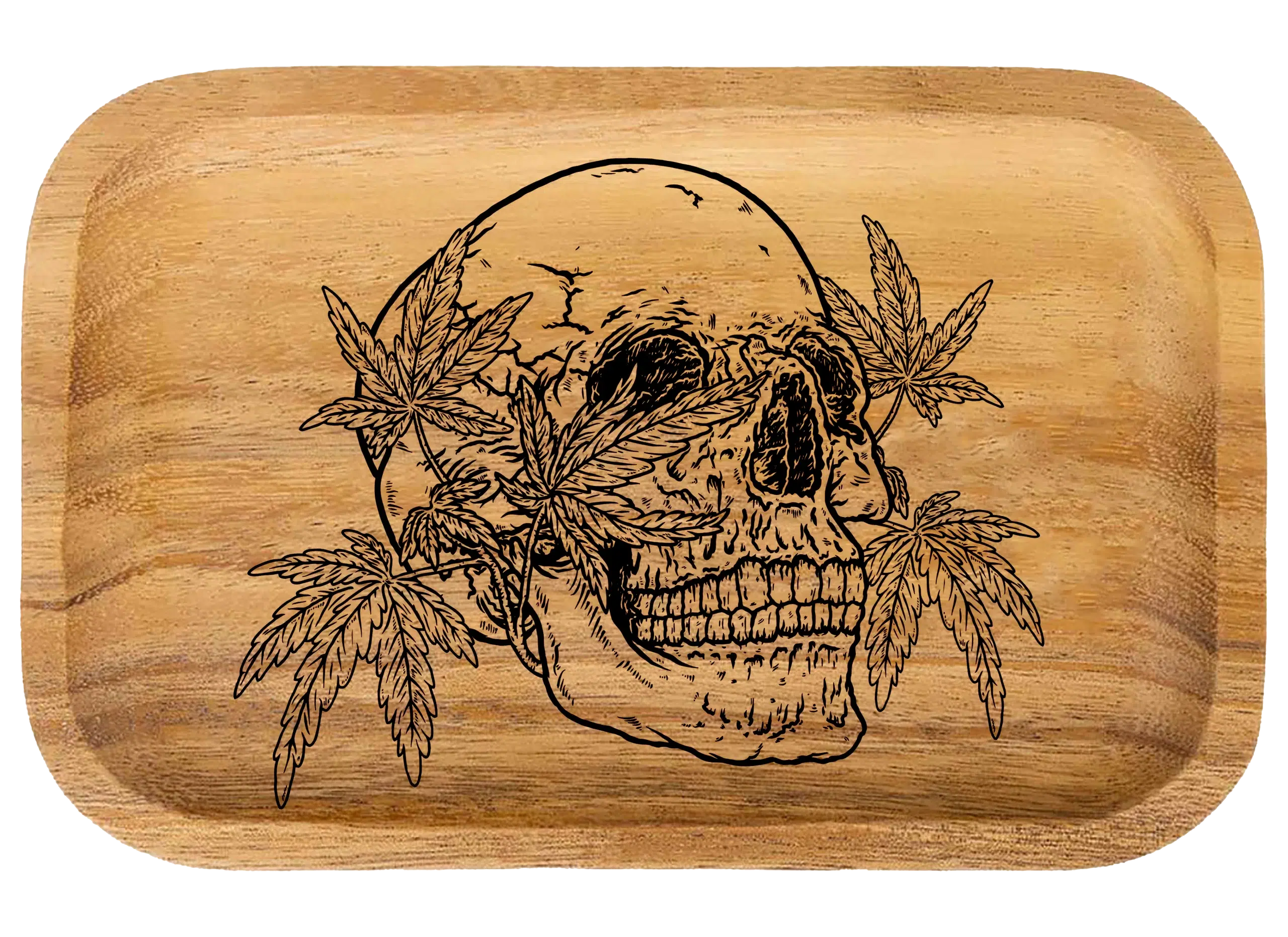 WT017_Wooden Tray – Skull 11″x7″x1″