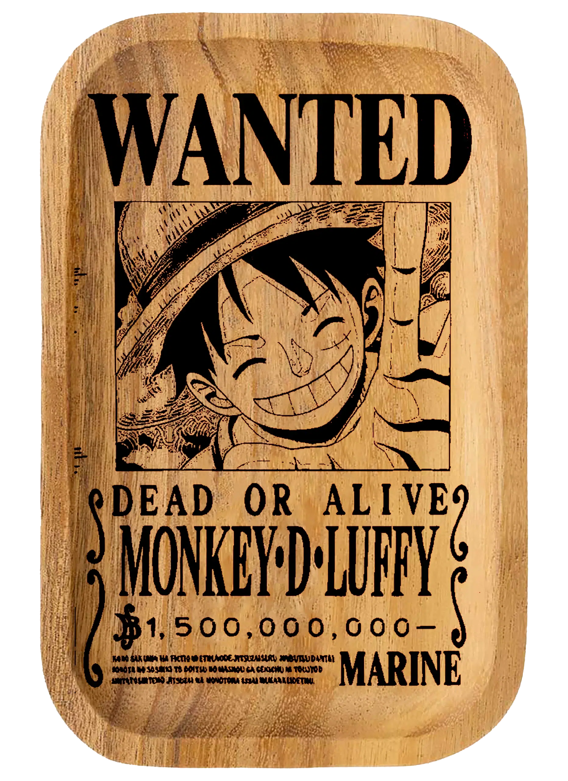 WT018_Wooden Tray – Wanted Monkey D Luffy 11″x7″x1″