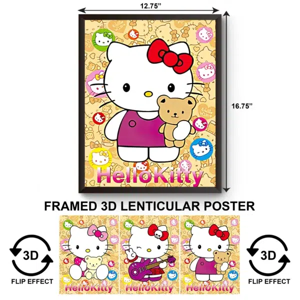 3DPWF-136 Cartoon - Hello Kitty Winks Framed Poster