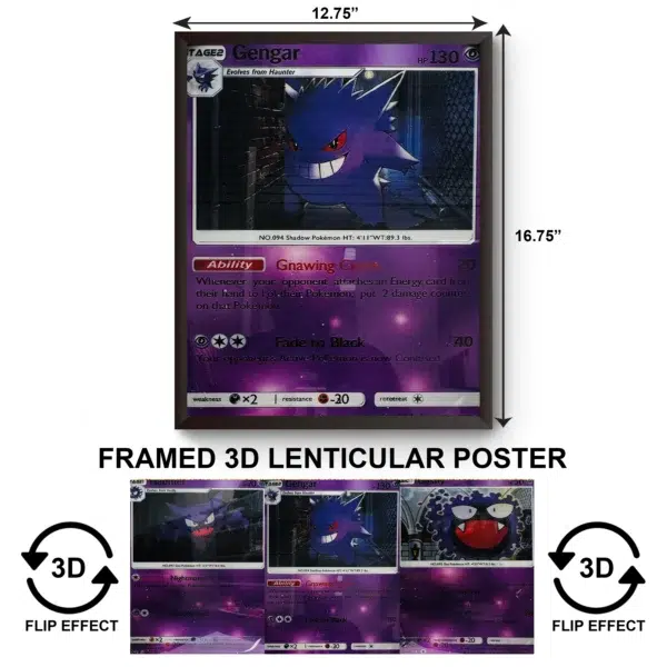 3DPWF-140 Anime - Gengar-Haunter-Gastly Framed Poster