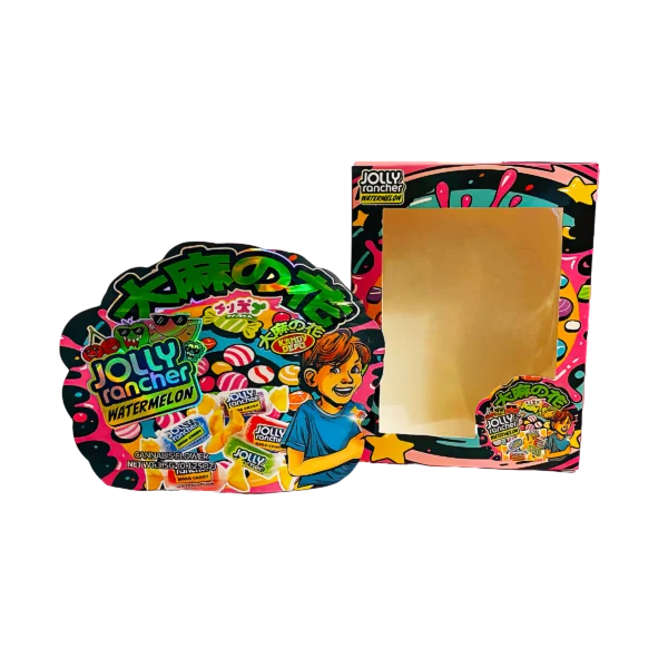 Bag-n-Box 3.5g Mylar Packaging Set (25 Count Bags + Boxes) - Jolly Rancher Watermelon BAGNBOX-WIN-002