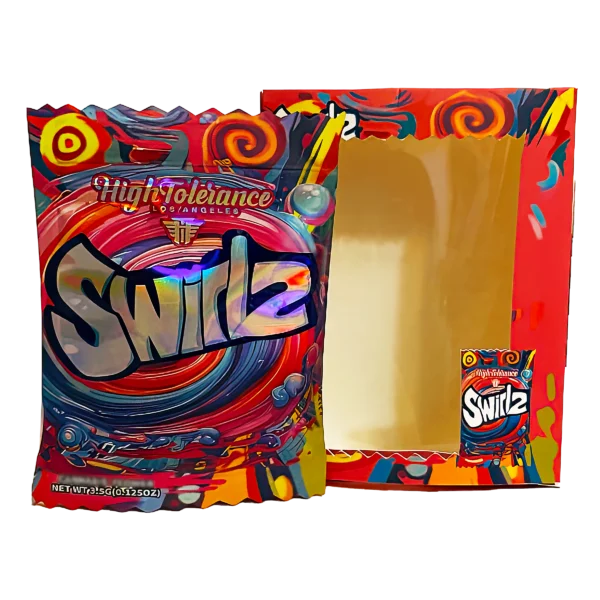 Bag-n-Box 3.5g Mylar Packaging Set (25 Count Bags + Boxes) - High Tolerance Swirlz BAGNBOX-WIN-022