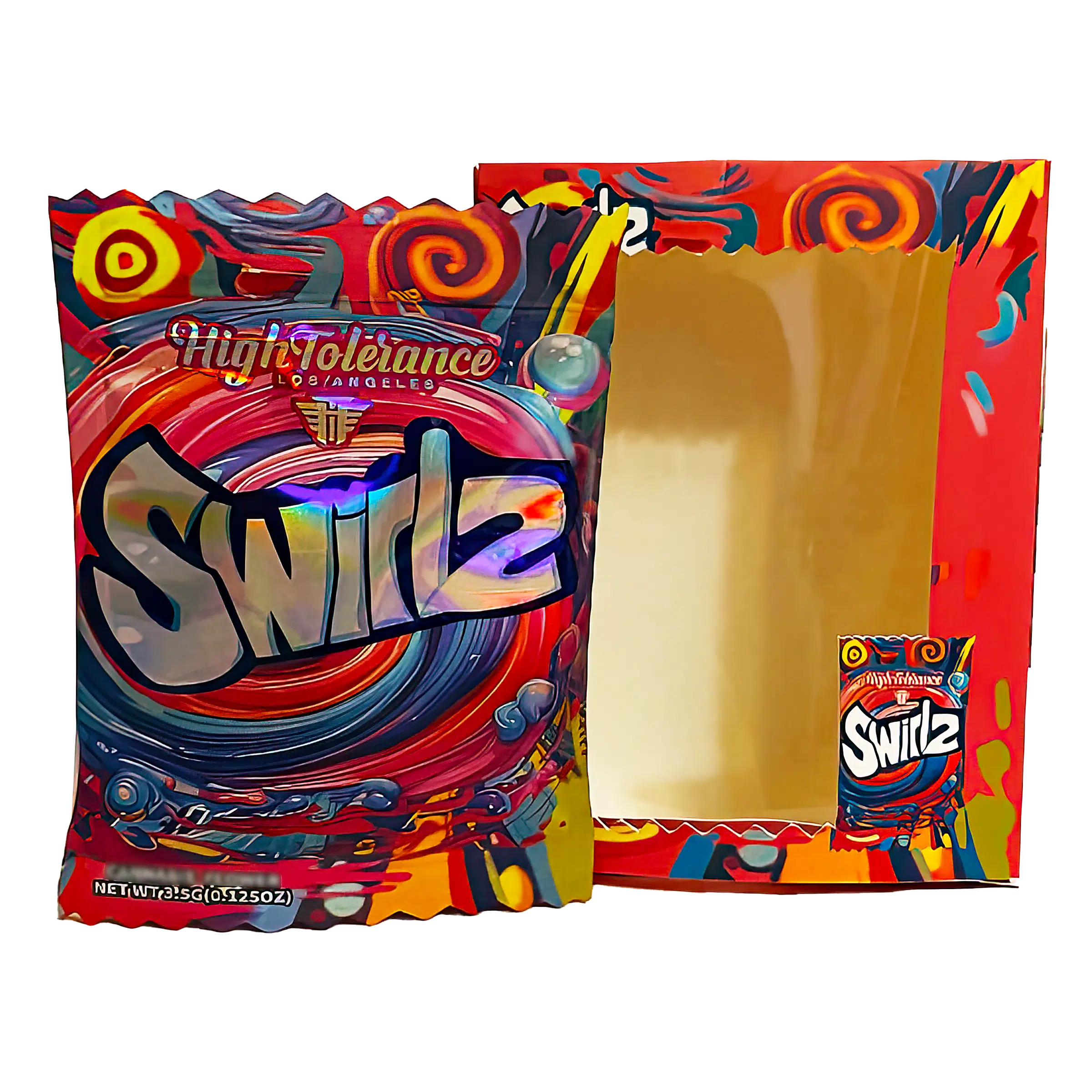 Bag-n-Box 3.5g Mylar Packaging Set (25 Count Bags + Boxes) – High Tolerance Swirlz BAGNBOX-WIN-022