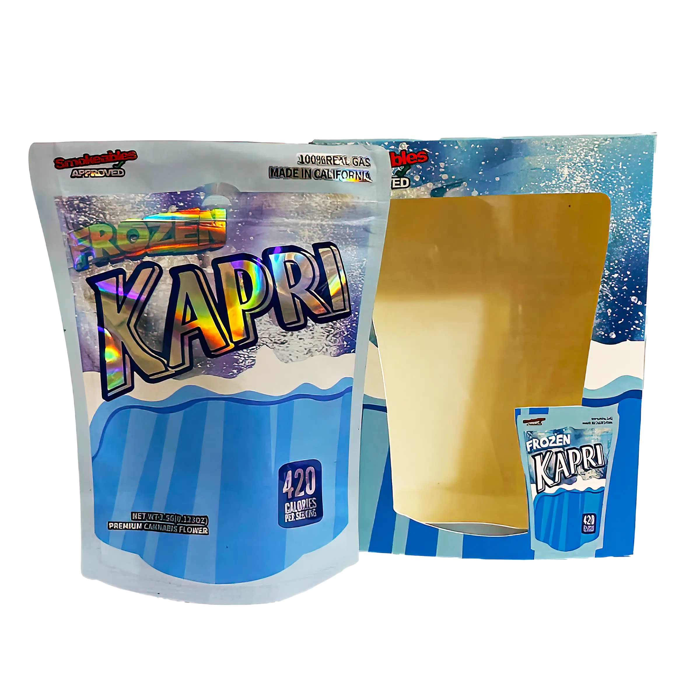 Bag-n-Box 3.5g Mylar Packaging Set (25 Count Bags + Boxes) – Frozen Kapri BAGNBOX-WIN-025