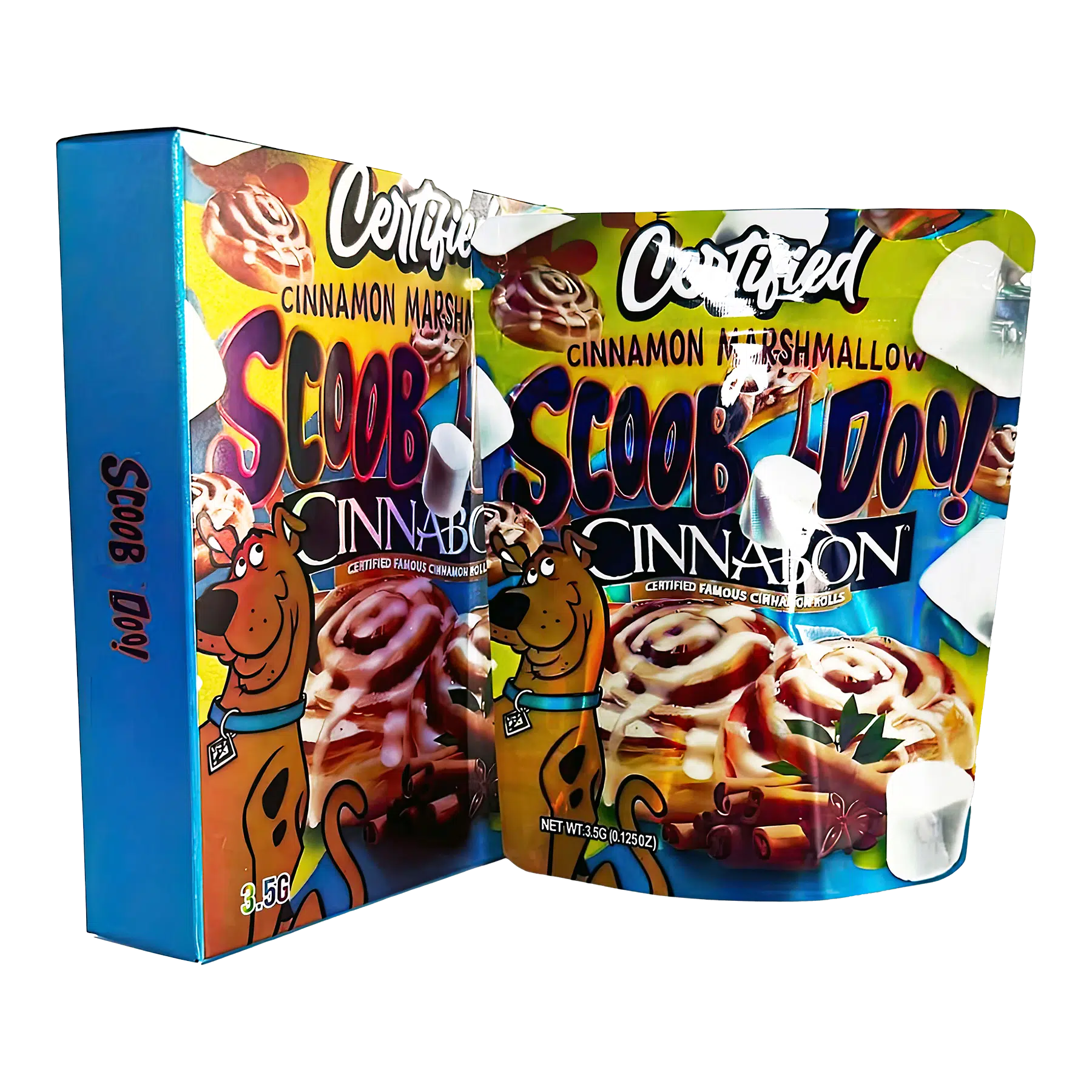 Bag-n-Box 3.5g Mylar Packaging Set – (25 Count Bags) + (25 Count) Display Boxes – Certified Scoob Doo Cinnabon BAGNBOX-016