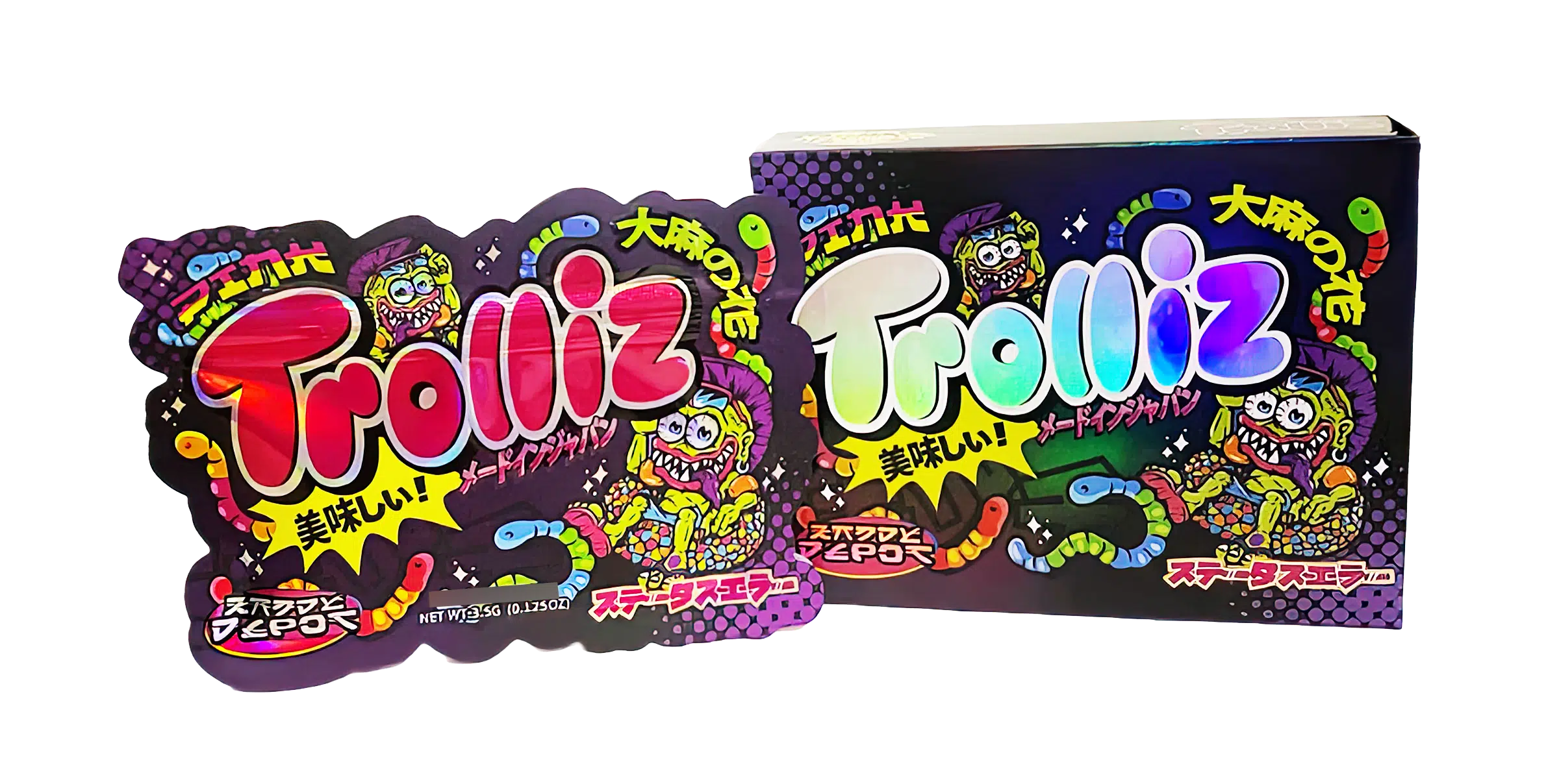 Bag-n-Box 3.5g Mylar Packaging Set (25 Count Bags + Display Boxes) – Trolliz BNB-Shaped-001