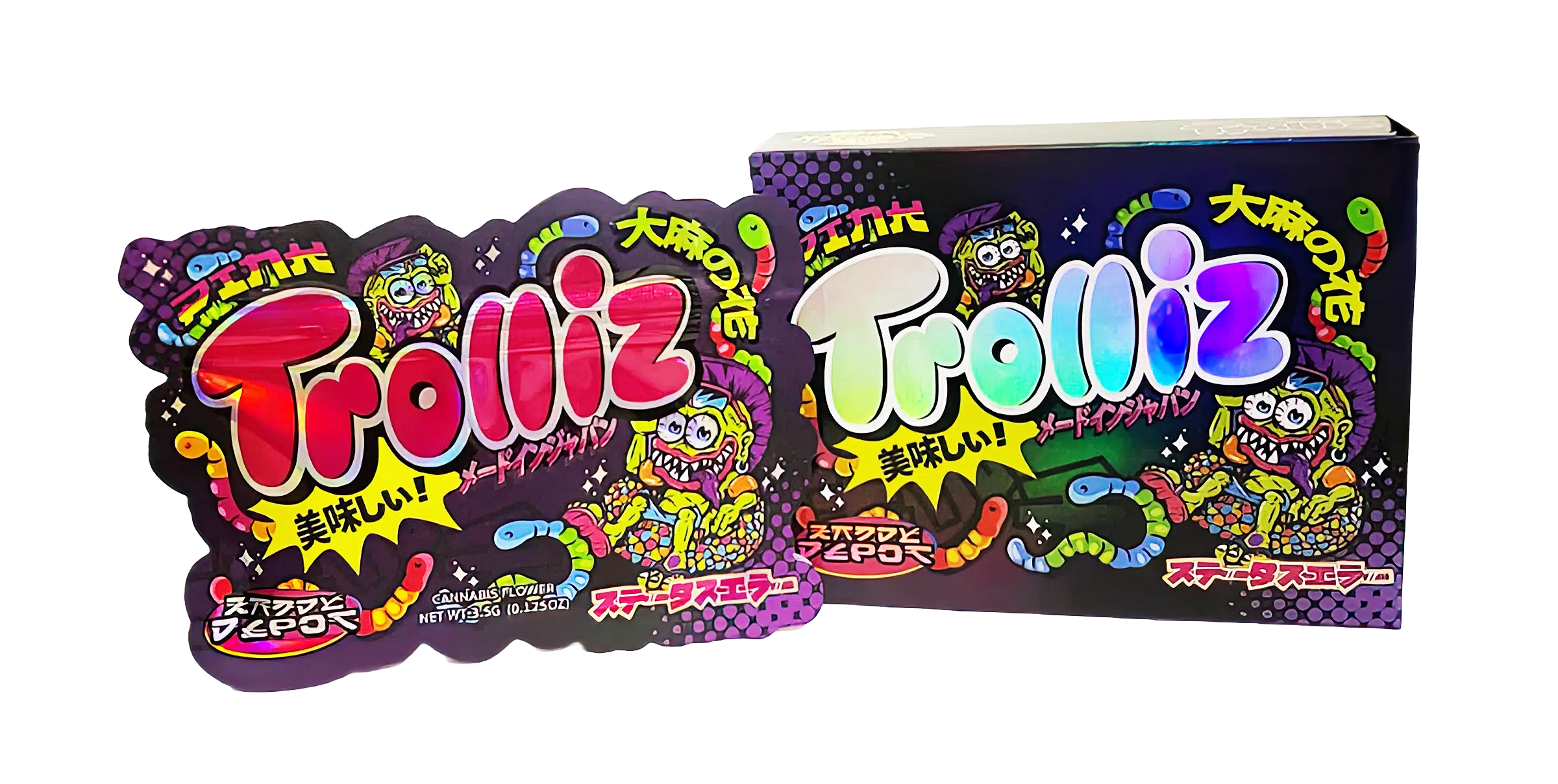 Bag-n-Box 3.5g Mylar Packaging Set (25 Count Bags + Display Boxes) – Trolliz BNB-Shaped-001