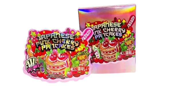 Bag-n-Box 3.5g Mylar Packaging Set (25 Count Bags + Display Boxes) - Japanese Pink Cherry Pancakes BNB-Shaped-011