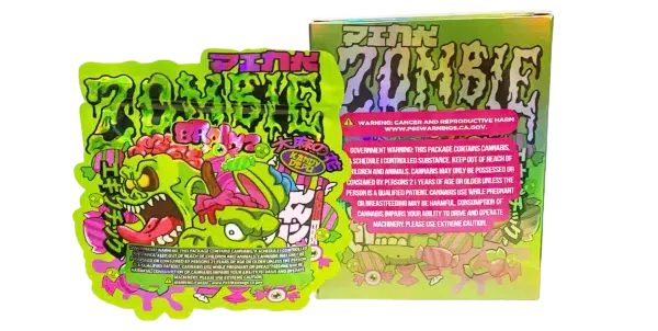 Bag-n-Box 3.5g Mylar Packaging Set (25 Count Bags + Display Boxes) - Pink Zombie Brainz BNB-Shaped-012 - Image 2