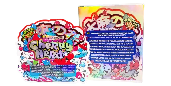 Bag-n-Box 3.5g Mylar Packaging Set (25 Count Bags + Display Boxes) - Blue Cherry Nerds BNB-Shaped-013 - Image 2