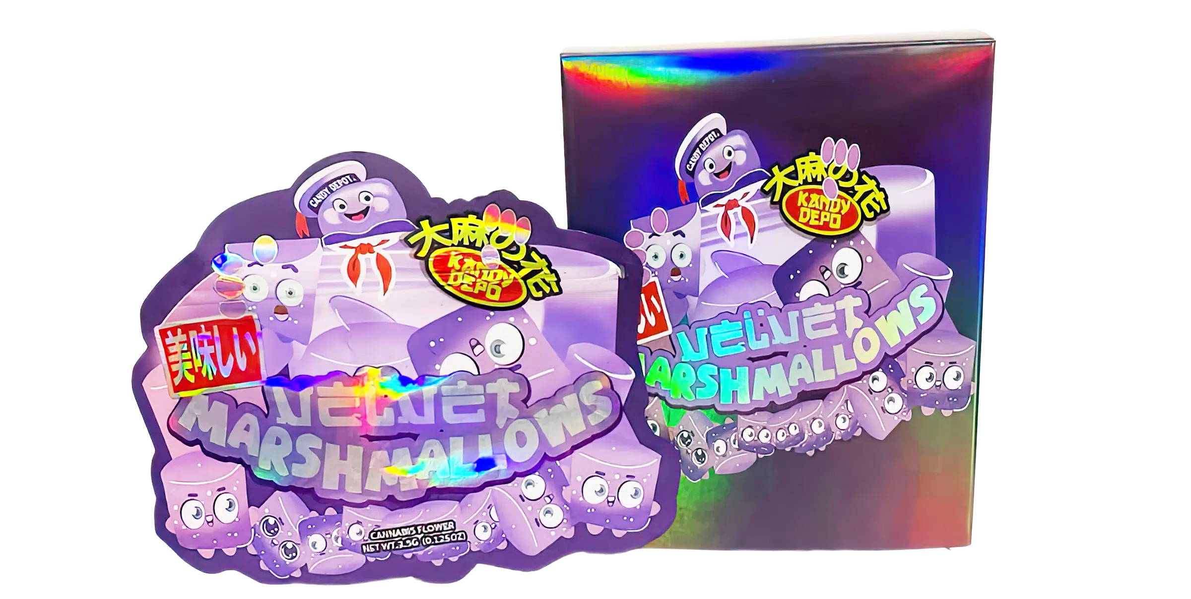 Bag-n-Box 3.5g Mylar Packaging Set (25 Count Bags + Display Boxes) – Velvet Marshmallows BNB-Shaped-014