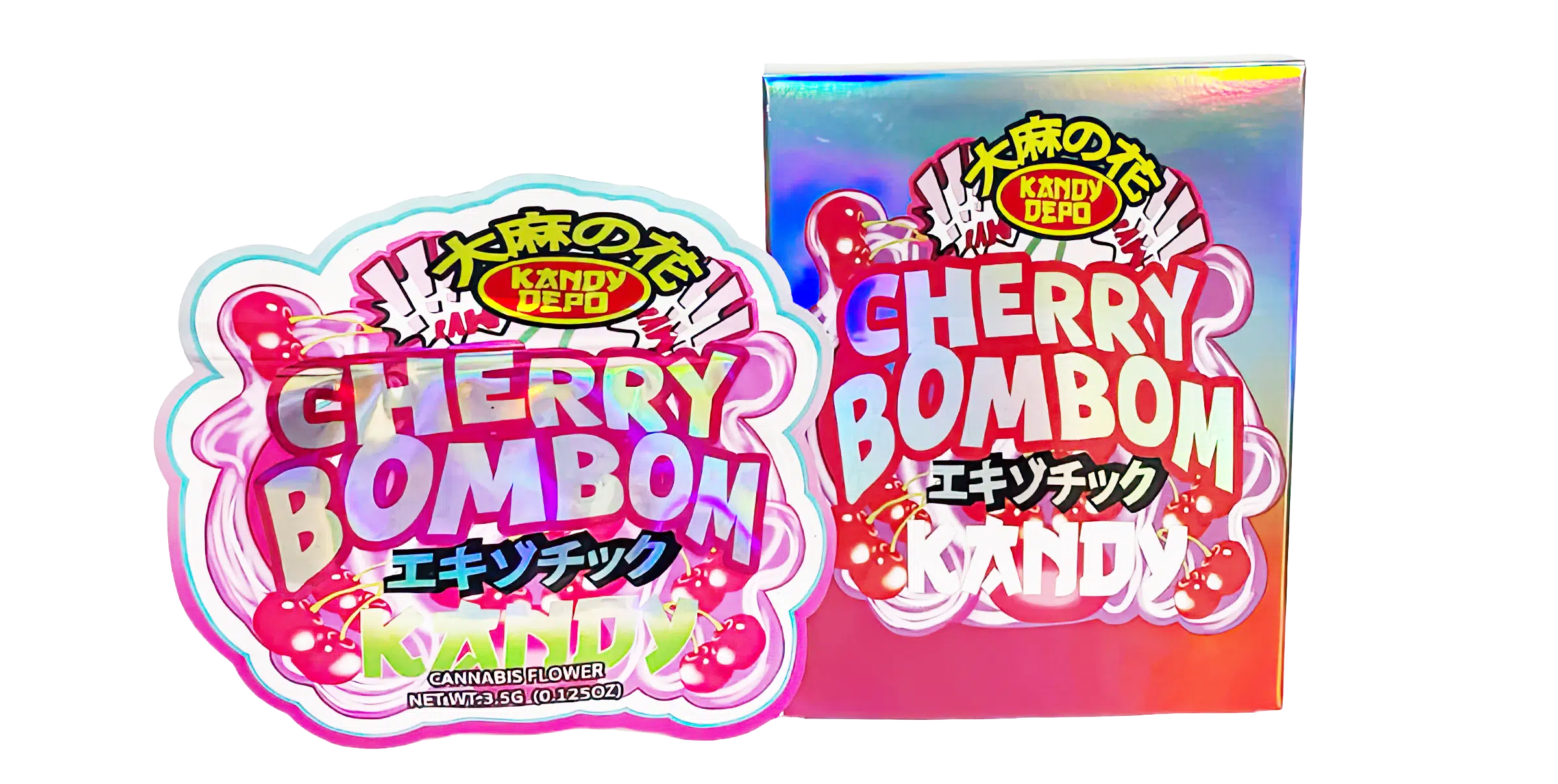 Bag-n-Box 3.5g Mylar Packaging Set (25 Count Bags + Display Boxes) – Cherry Bombom Kandy BNB-Shaped-015
