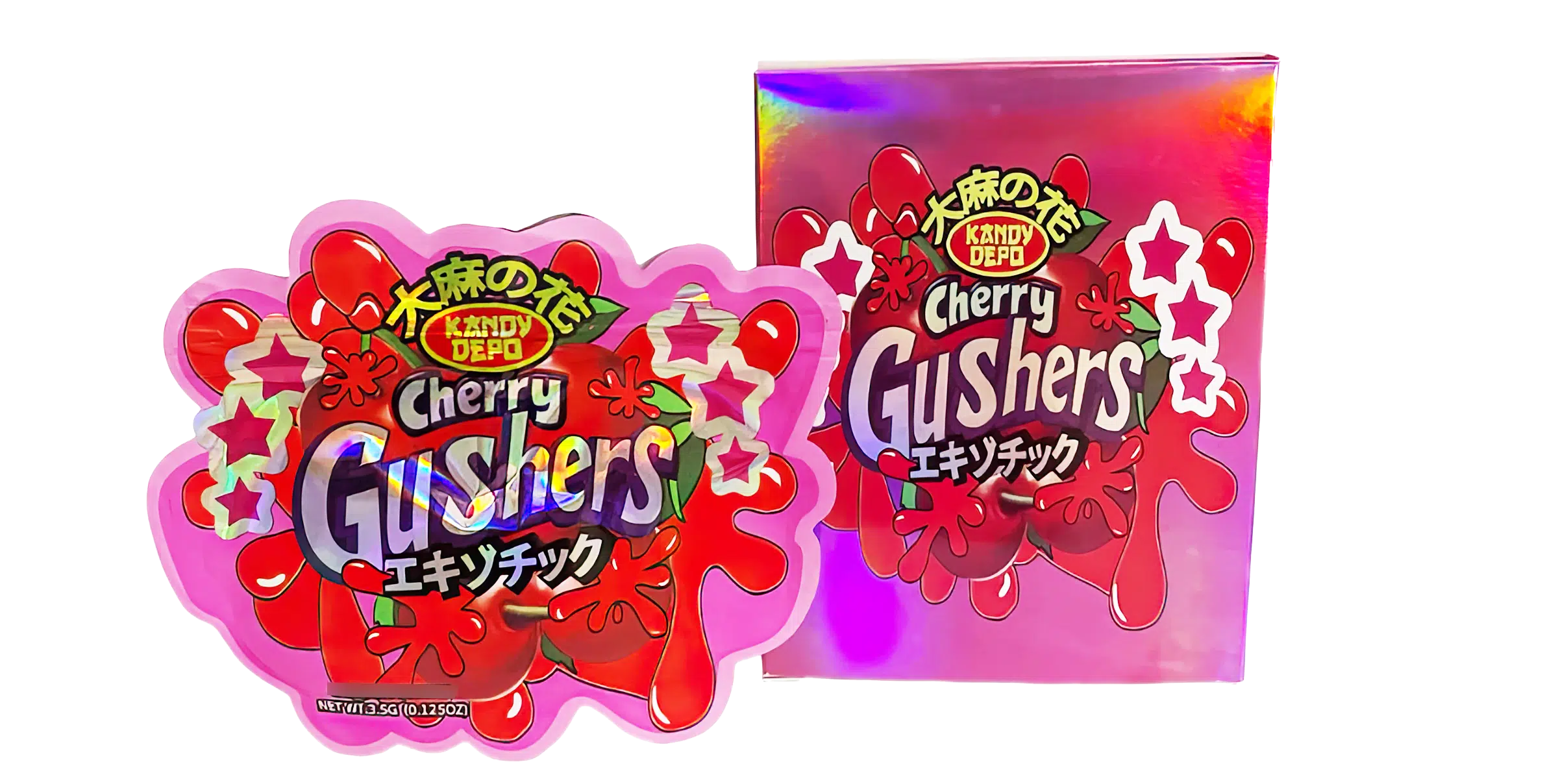 Bag-n-Box 3.5g Mylar Packaging Set (25 Count Bags + Display Boxes) – Kandy Depo Cherry Gushers BNB-Shaped-016