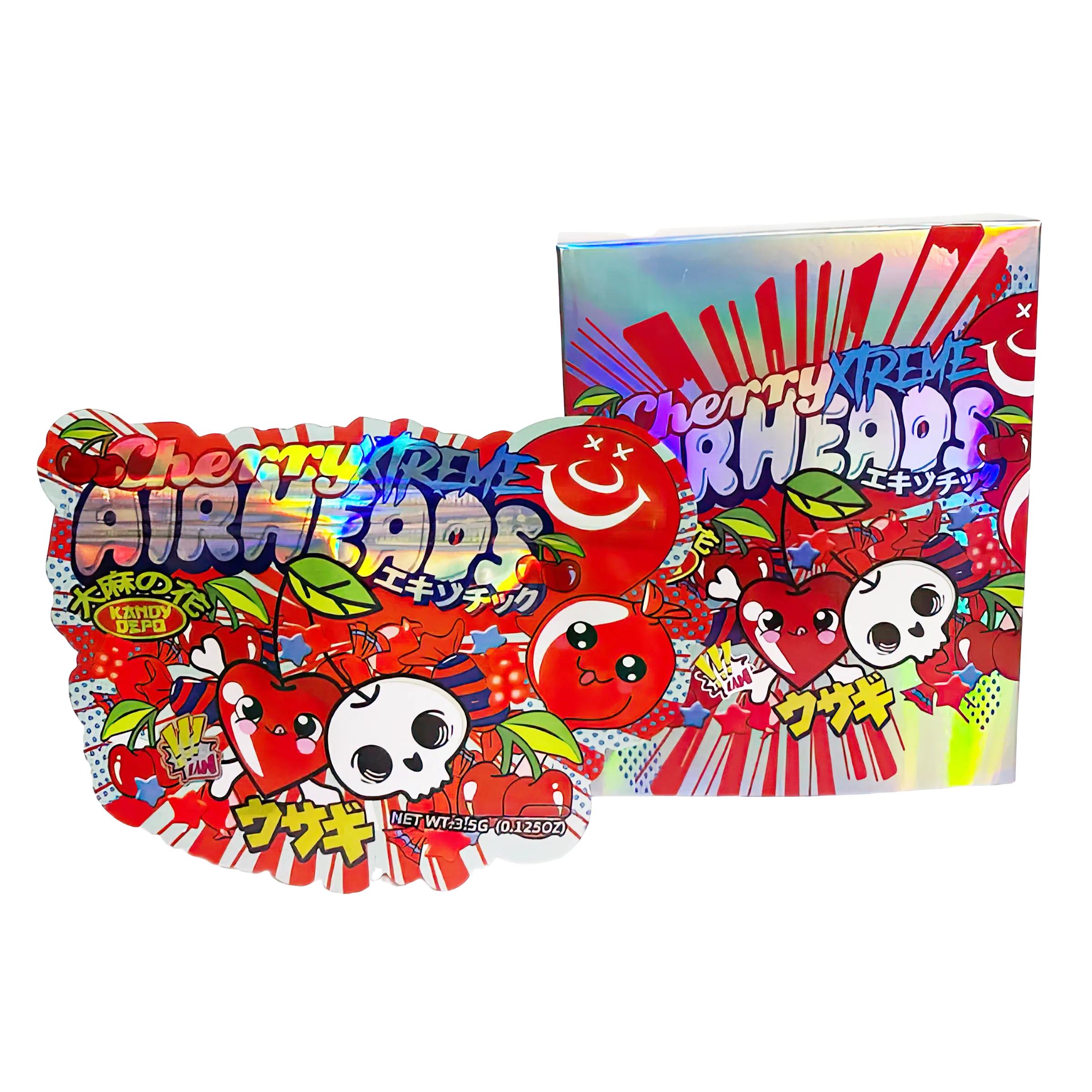 Bag-n-Box 3.5g Mylar Packaging Set (25 Count Bags + Display Boxes) – Cherry Xtreme Airheads BNB-Shaped-022