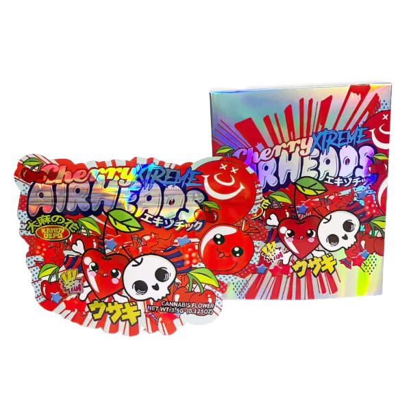 Bag-n-Box 3.5g Mylar Packaging Set (25 Count Bags + Display Boxes) - Cherry Xtreme Airheads BNB-Shaped-022