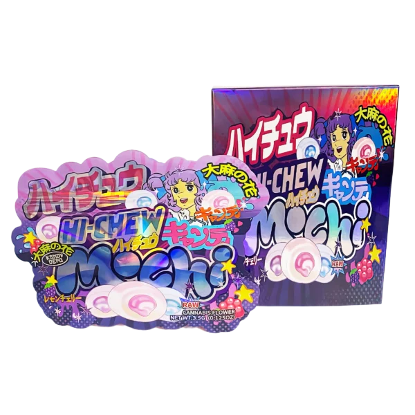 Bag-n-Box 3.5g Mylar Packaging Set (25 Count Bags + Display Boxes) - Hi-Chew Mochi BNB-Shaped-023