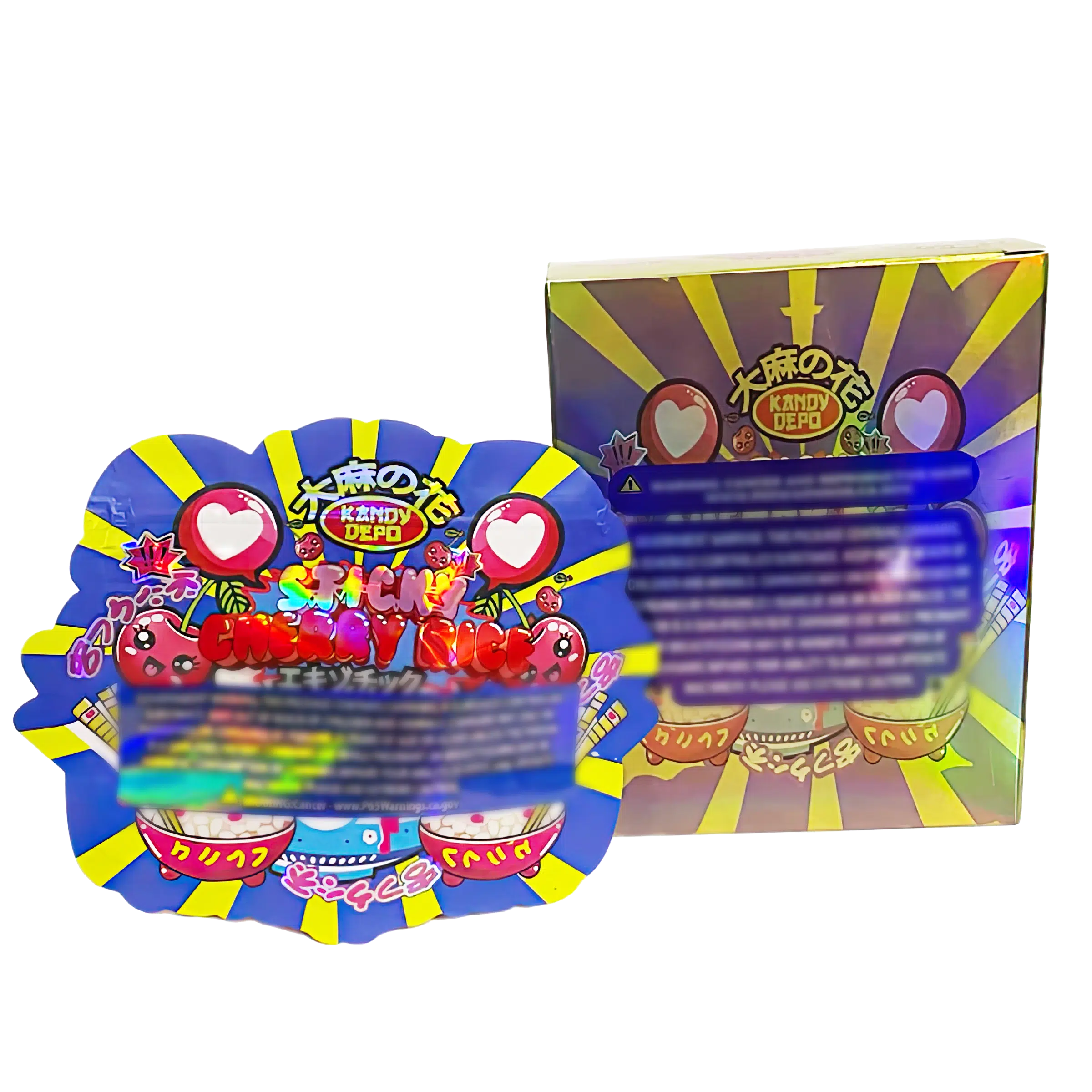 Bag-n-Box 3.5g Mylar Packaging Set (25 Count Bags + Display Boxes) - Sticky Cherry Rice BNB-Shaped-025 - Image 2