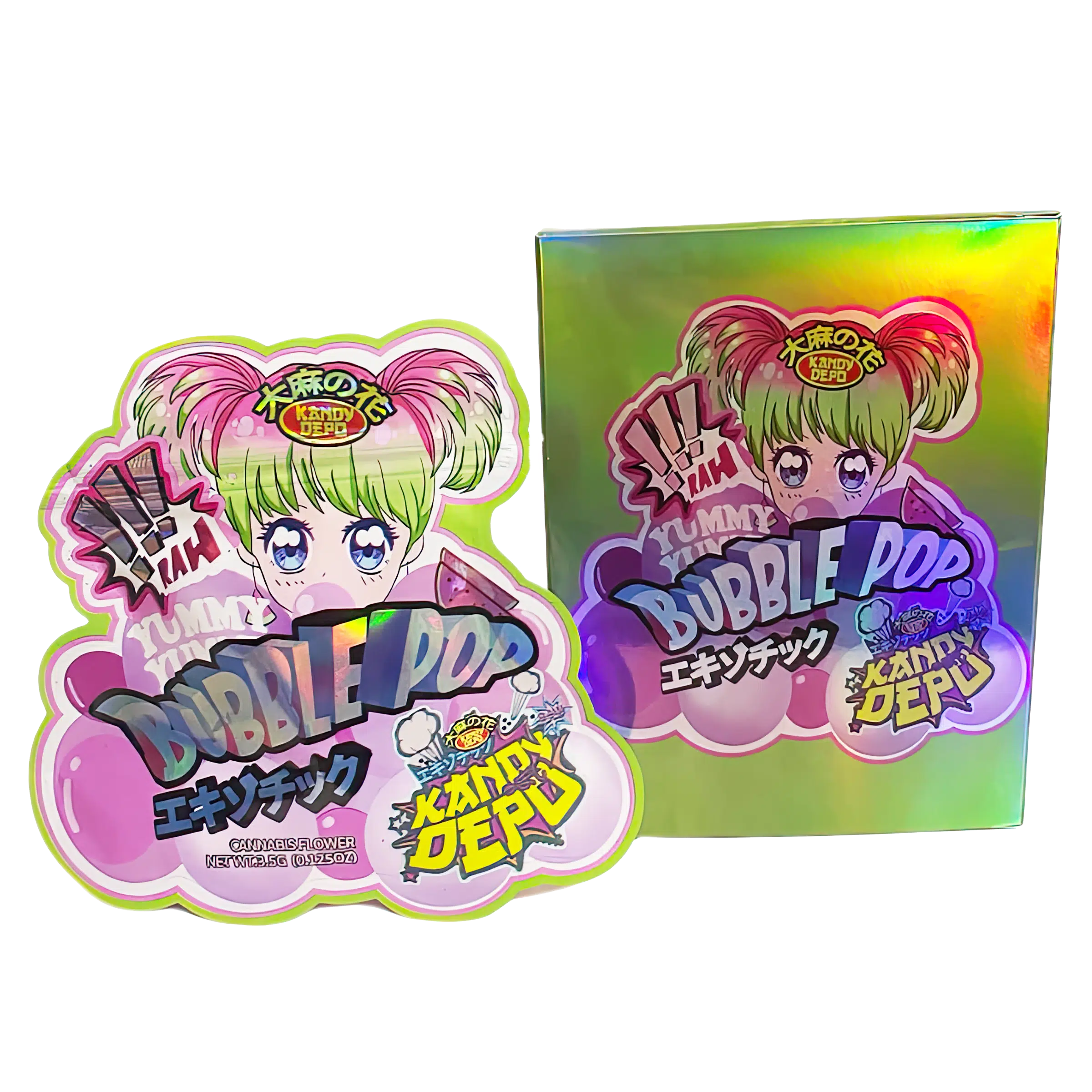 Bag-n-Box 3.5g Mylar Packaging Set (25 Count Bags + Display Boxes) – Bubble Pop Kandy Depo BNB-Shaped-027