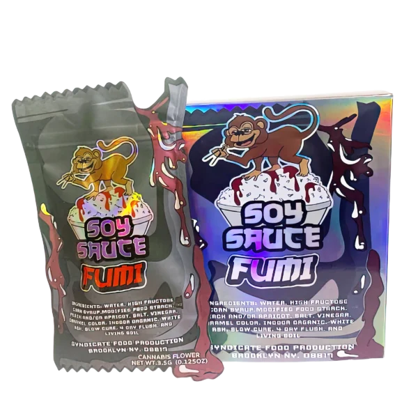Bag-n-Box 3.5g Mylar Packaging Set (25 Count Bags + Display Boxes) -  Soy Sauce Fumi BNB-Shaped-032