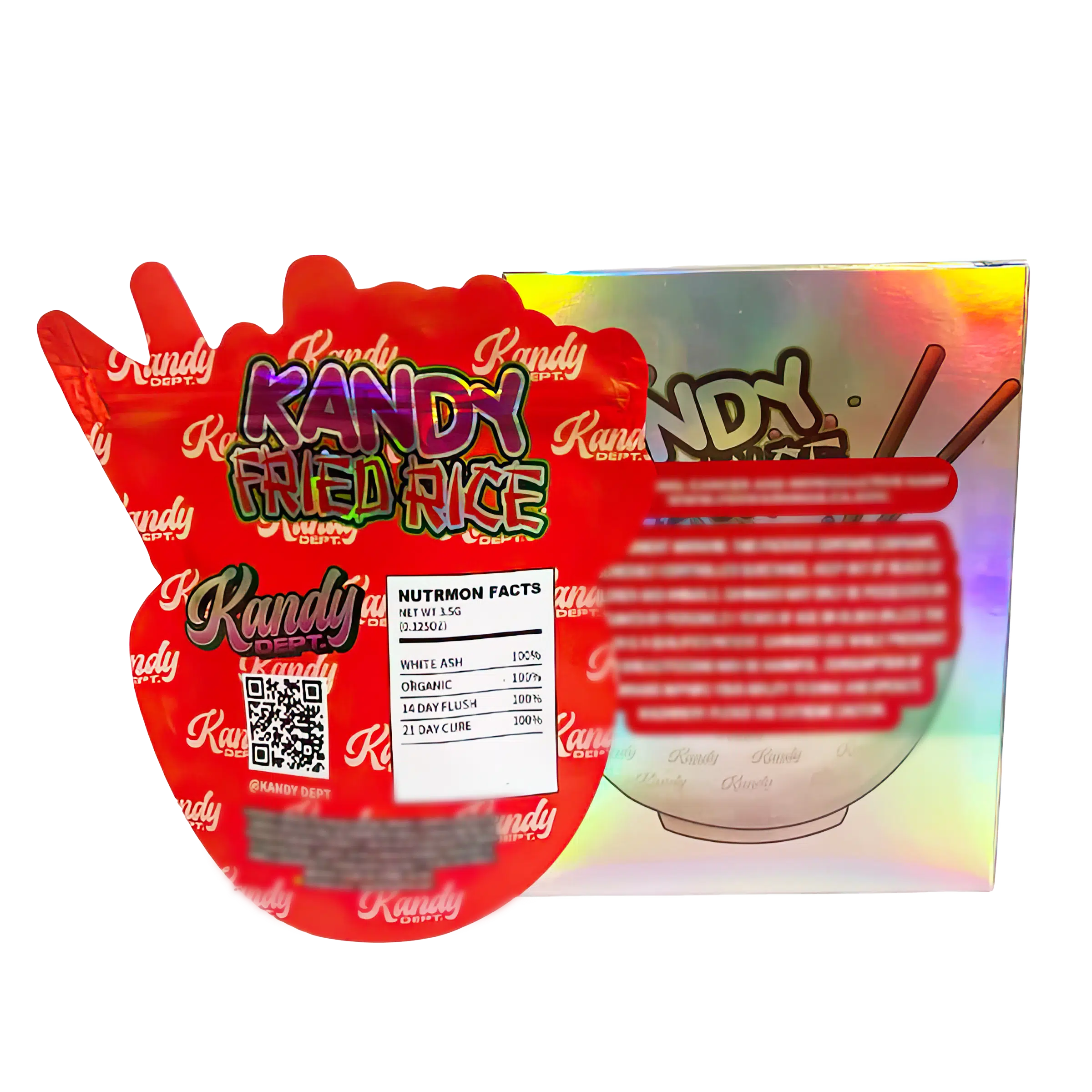Bag-n-Box 3.5g Mylar Packaging Set (25 Count Bags + Display Boxes) - Kandy Fried Rice BNB-Shaped-037 - Image 2