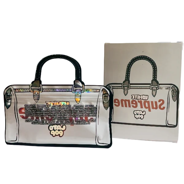 Bag-n-Box 3.5g Mylar Packaging Set (25 Count Bags + Display Boxes) - White Supreme Latopop BNB-Shaped-038 - Image 2