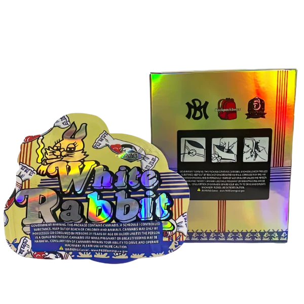 Bag-n-Box 3.5g Mylar Packaging Set (25 Count Bags + Display Boxes) - White Rabbit BNB-Shaped-041 - Image 2
