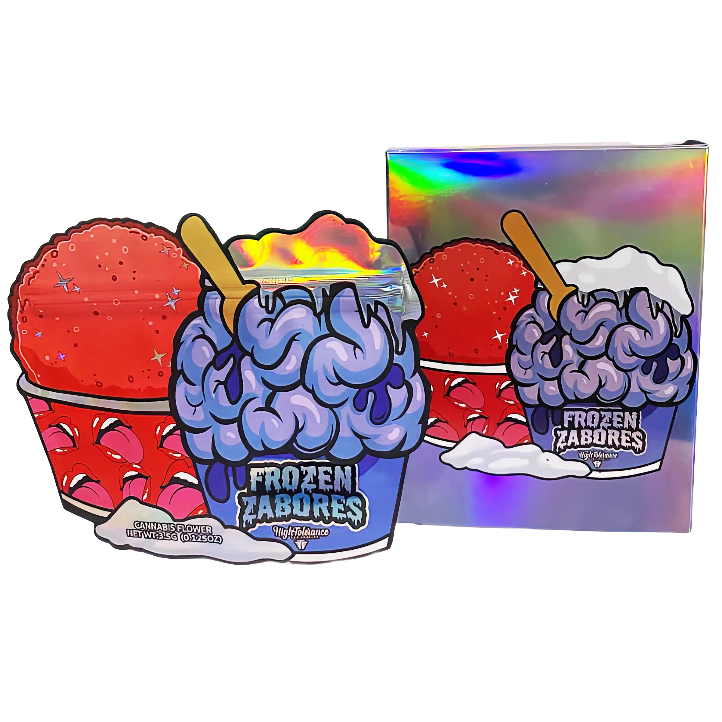 Bag-n-Box 3.5g Mylar Packaging Set (25 Count Bags + Display Boxes) – Frozen Zabores BNB-Shaped-042