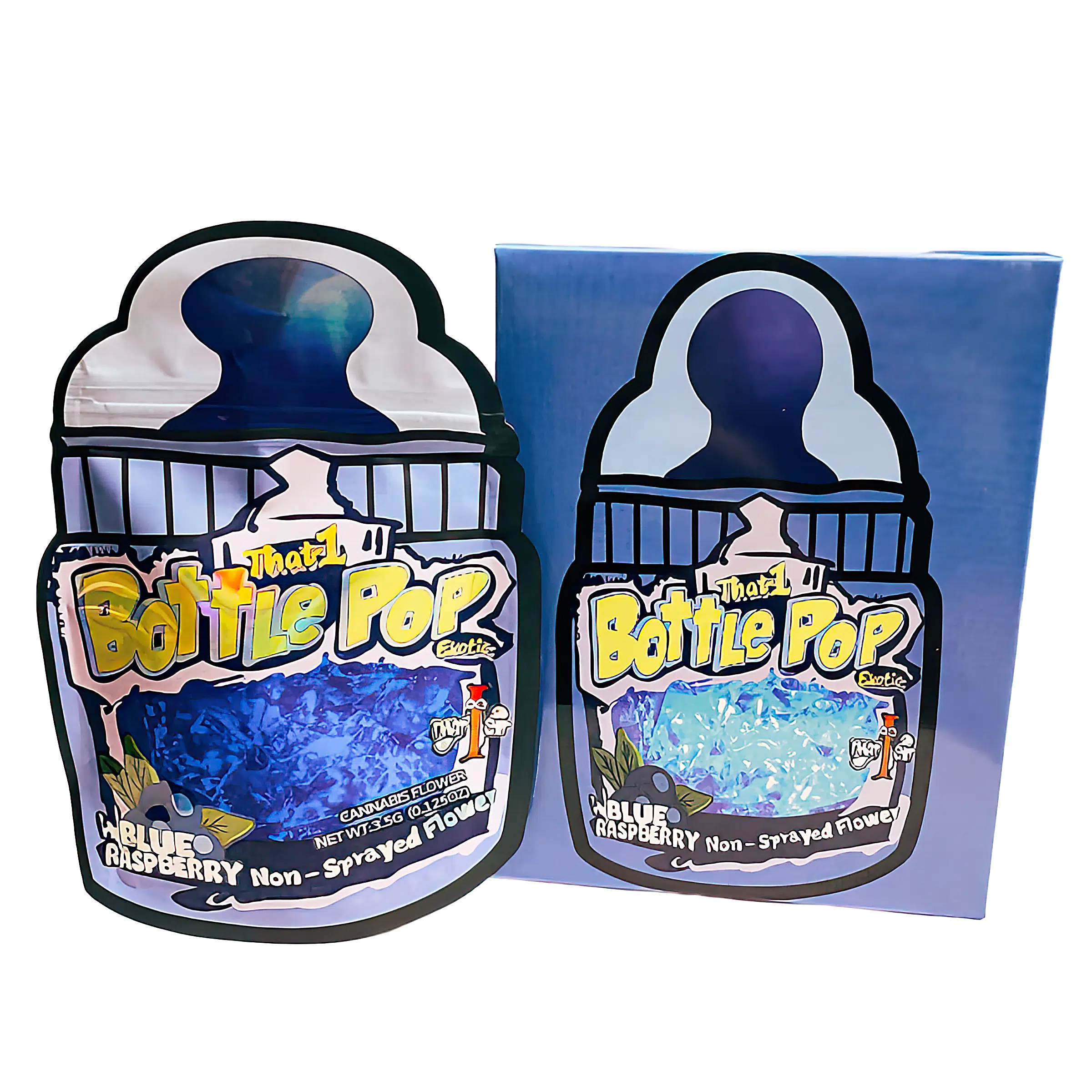 Bag-n-Box 3.5g Mylar Packaging Set (25 Count Bags + Display Boxes) – Bottle Pop BNB-Shaped-047