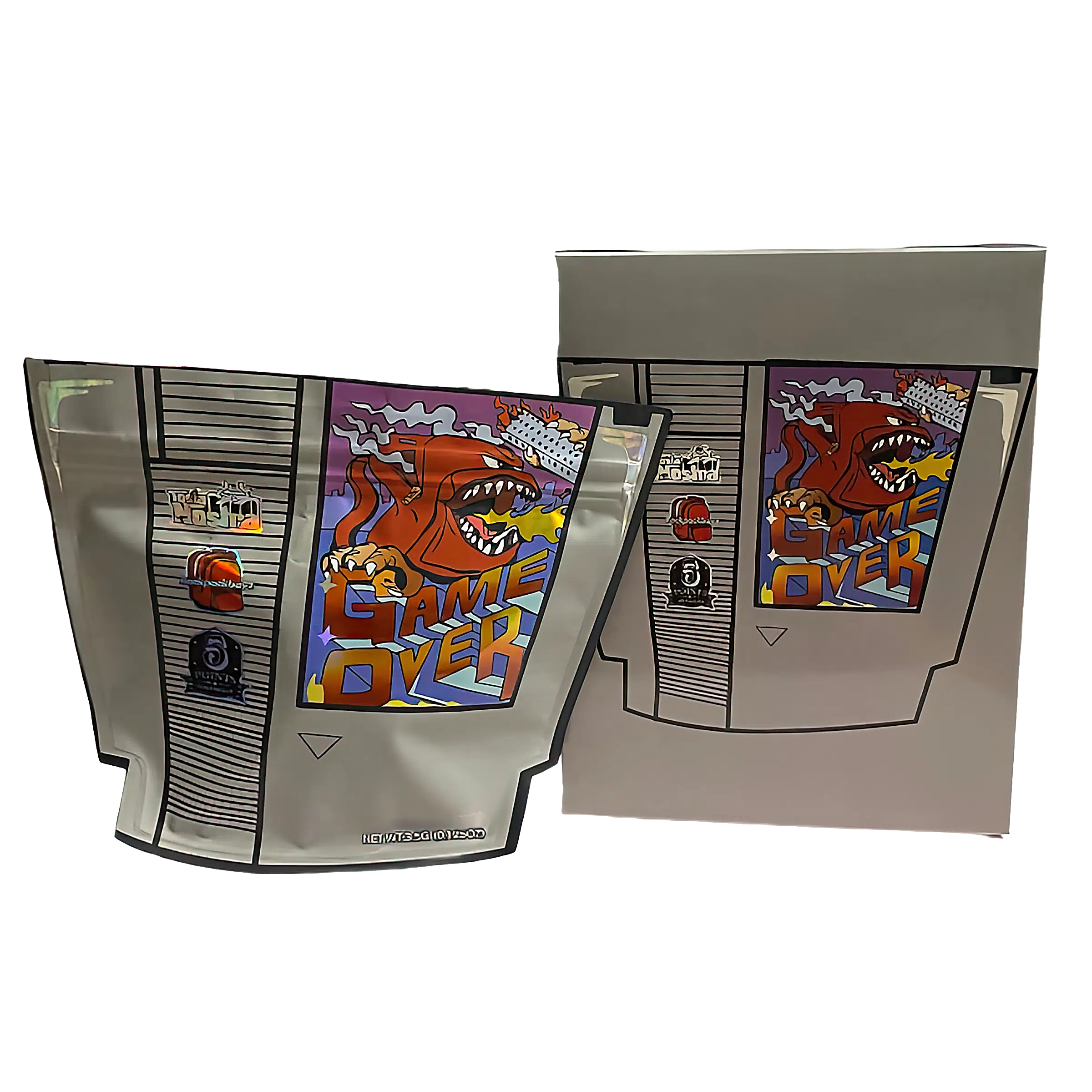 Bag-n-Box 3.5g Mylar Packaging Set (25 Count Bags + Display Boxes) – Game Over BNB-Shaped-051