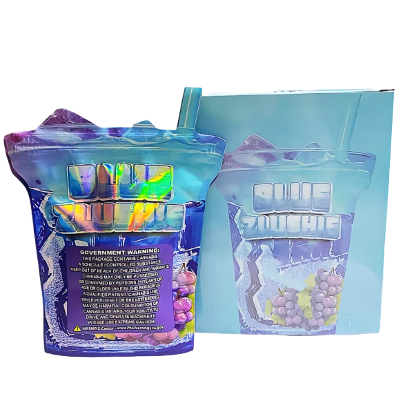 Bag-n-Box 3.5g Mylar Packaging Set (25 Count Bags + Display Boxes) - Blue Zlushie BNB-Shaped-058 - Image 2