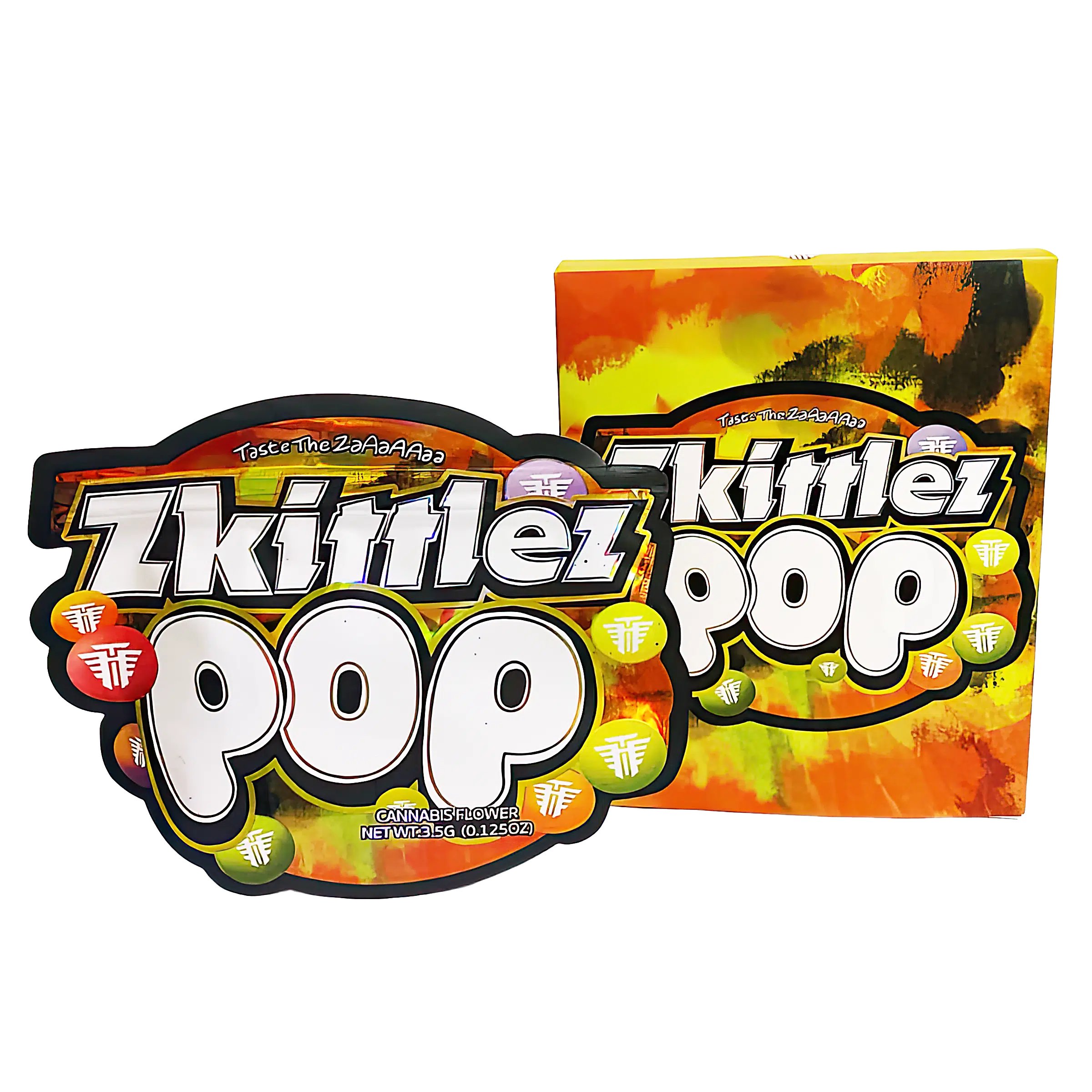 Bag-n-Box 3.5g Mylar Packaging Set (25 Count Bags + Display Boxes) – Zkittlez Pop BNB-Shaped-062