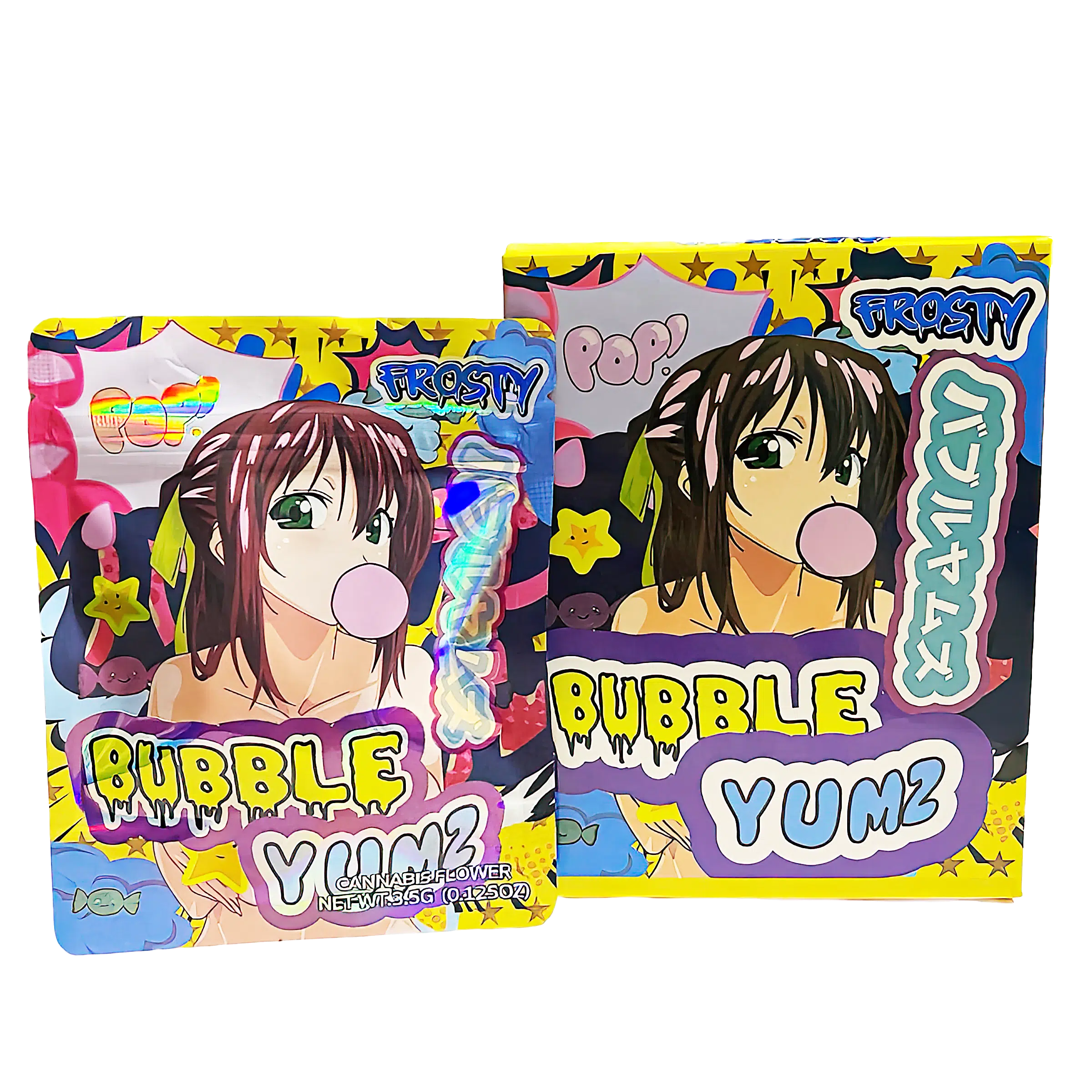 Bag-n-Box 3.5g Mylar Packaging Set (25 Count Bags + Display Boxes) – Bubble Yumz BNB-Shaped-063