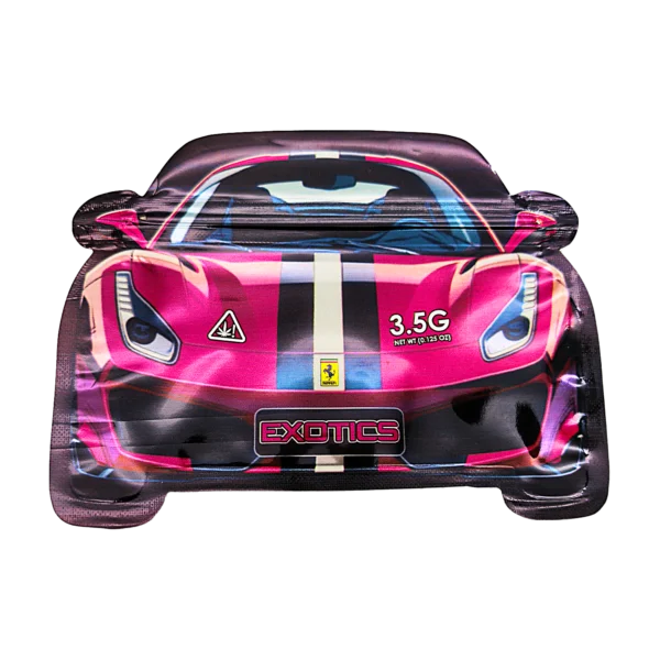 3.5g Die Cut Shaped Mylar Bag - (50 Count) Car Red Ferrari CARSMB-35-001