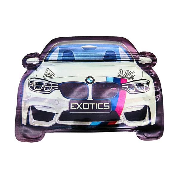 3.5g Die Cut Shaped Mylar Bag - (50 Count) Car White BMW CARSMB-35-003
