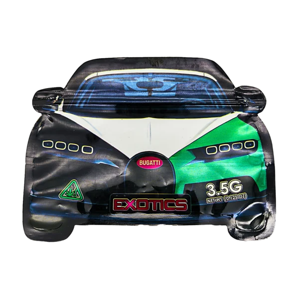 3.5g Die Cut Shaped Mylar Bag - (50 Count) Car White Bugatti CARSMB-35-004