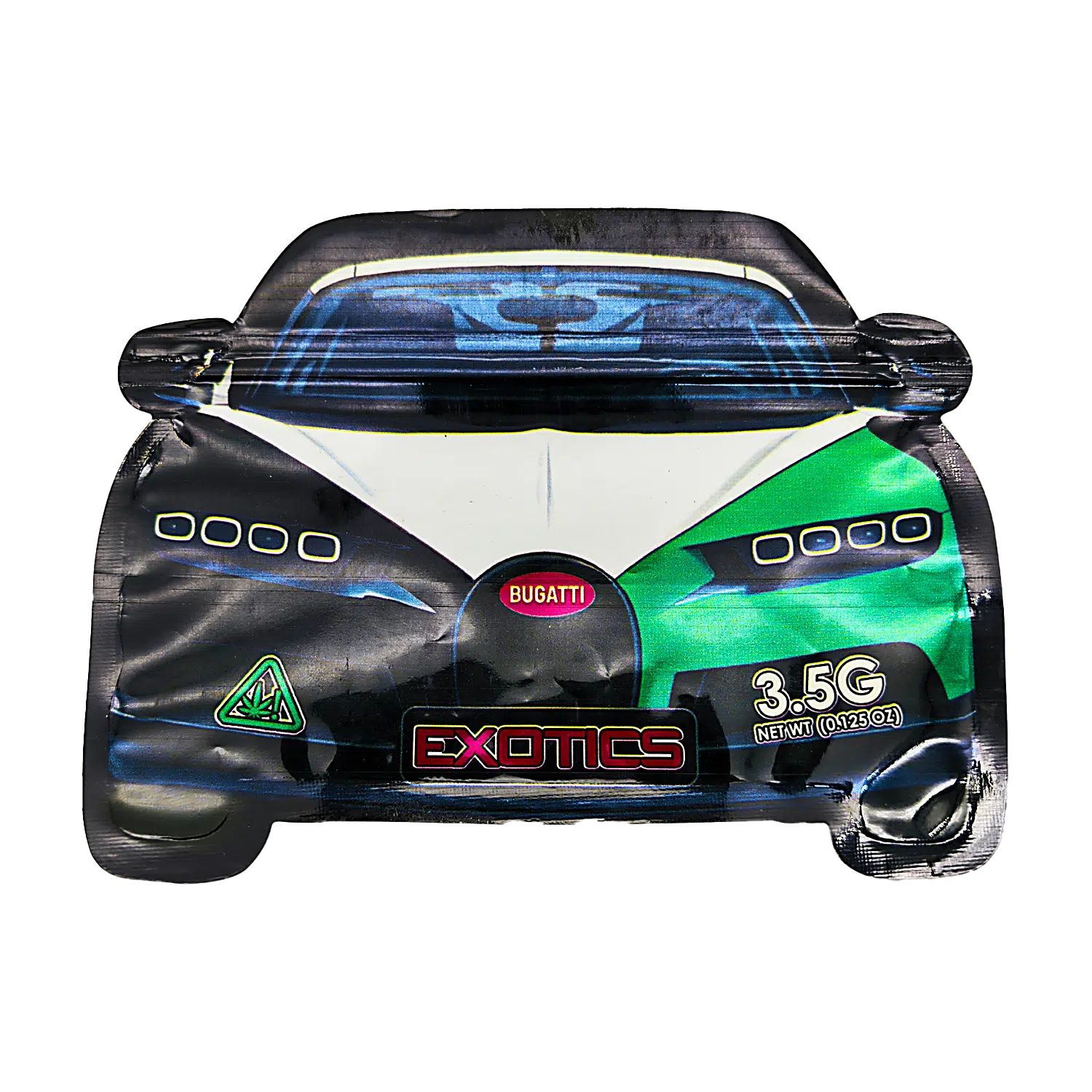 3.5g Die Cut Shaped Mylar Bag – (50 Count) Car White Bugatti CARSMB-35-004