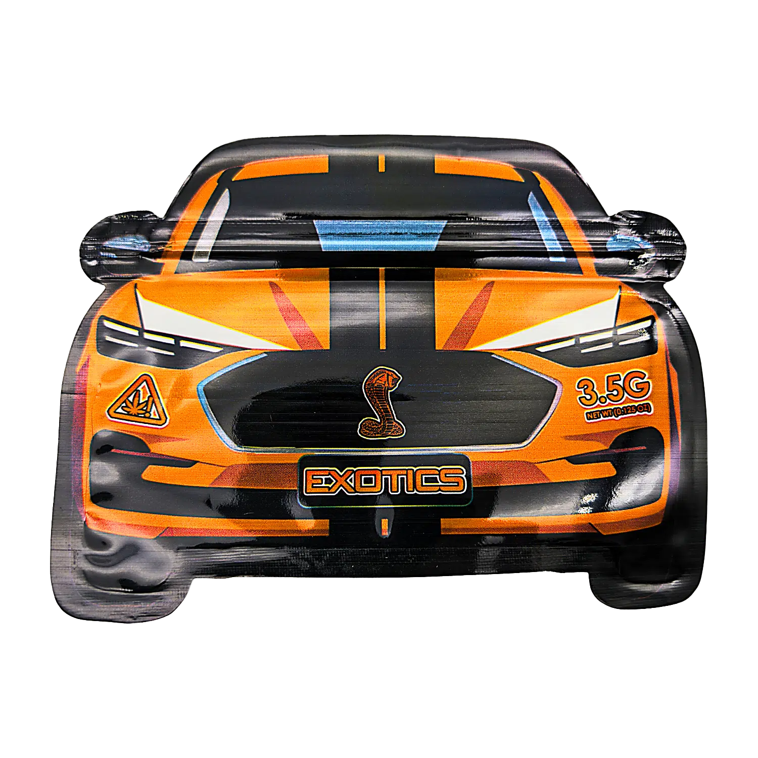 3.5g Die Cut Shaped Mylar Bag – (50 Count) Car Orange Cobra CARSMB-35-007