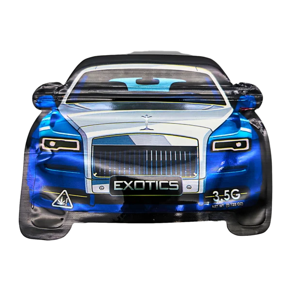 3.5g Die Cut Shaped Mylar Bag - (50 Count) Car Rolls Royce CARSMB-35-010