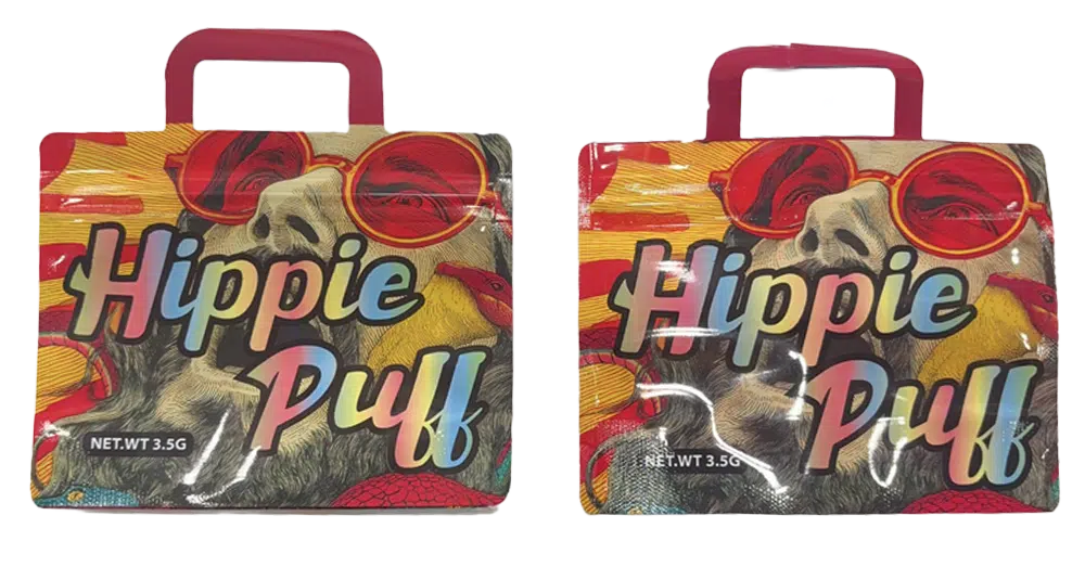 3.5g Handle Shaped Mylar Bag (50 Count) Hippie Puff JHMB-35-002