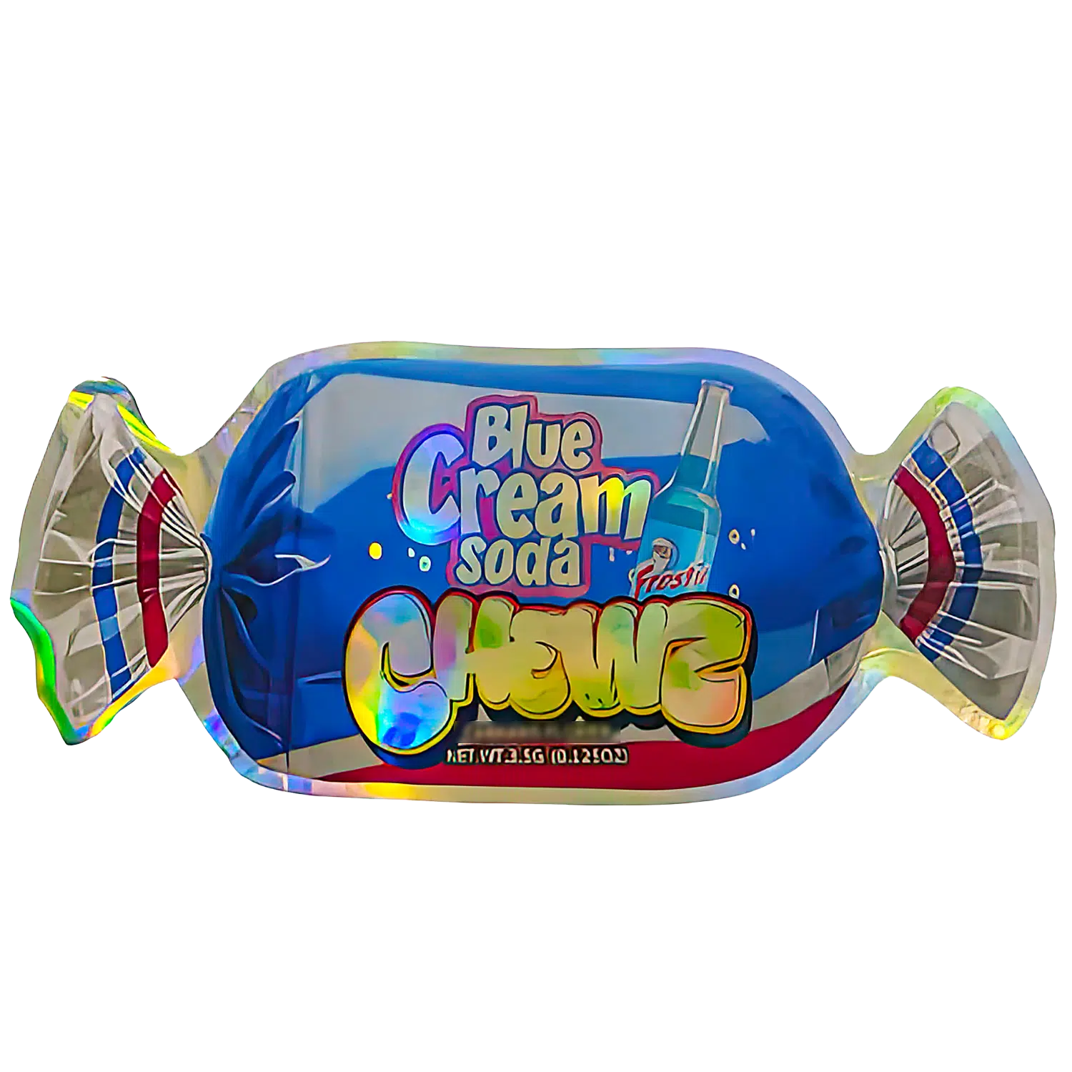 3.5g Shaped Mylar Bag (50 Count) Blue Cream Soda Chews MB35-SHAPE-020