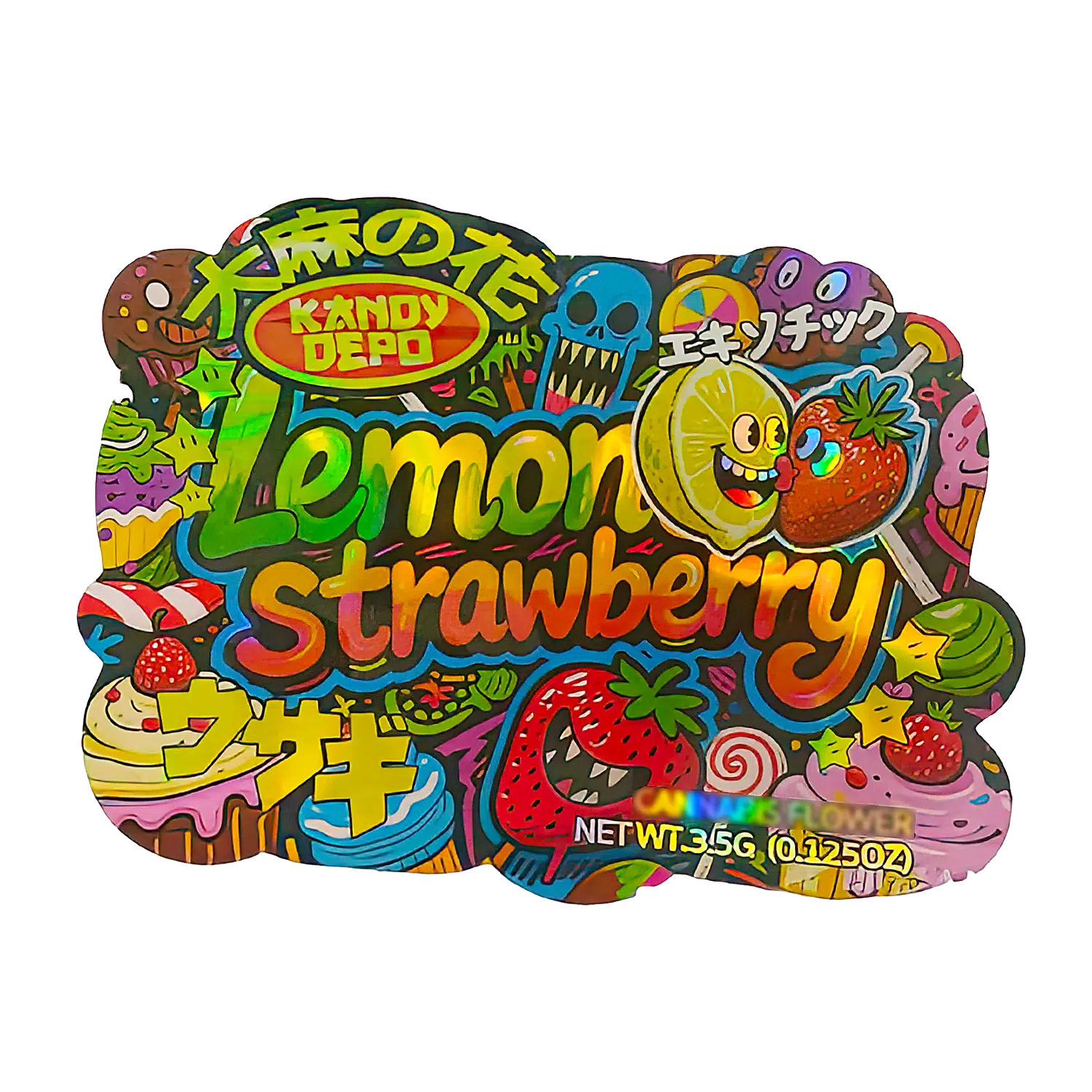 3.5g Shaped Mylar Bag (50 Count) Kandy Depo Lemon Strawberry MB35-SHAPE-024
