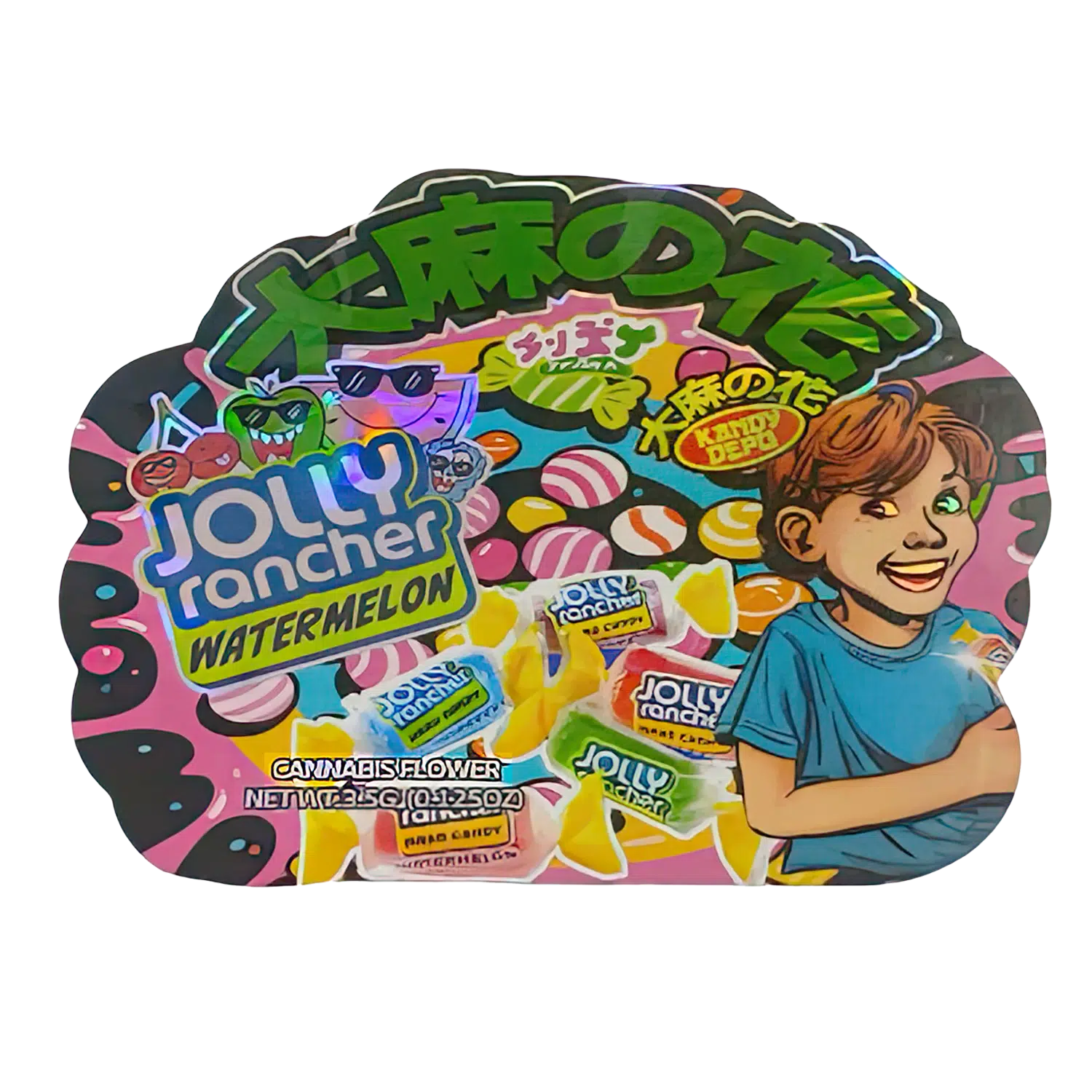 3.5g Shaped Mylar Bag (50 Count) Jolly Rancher Watermelon MB35-SHAPE-025