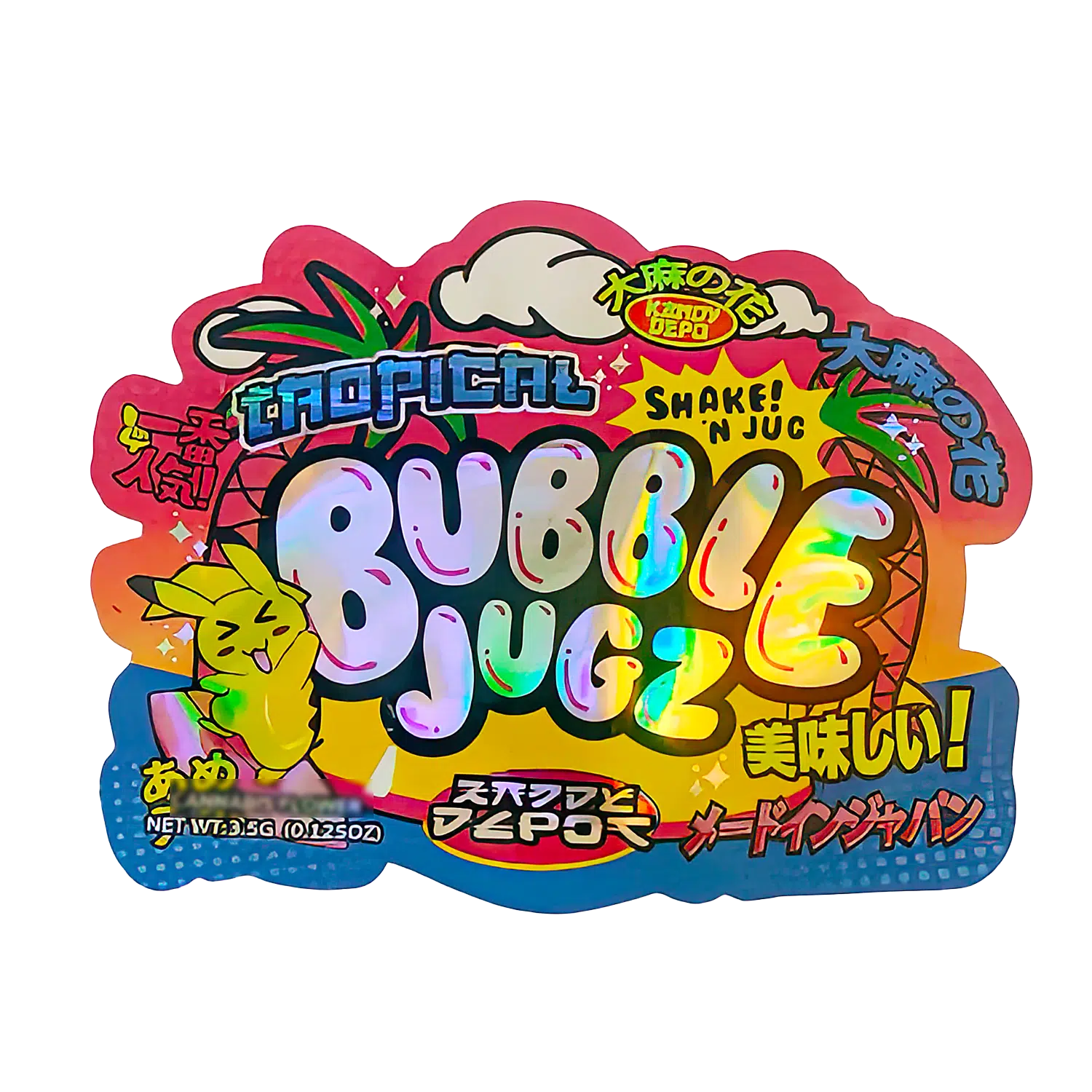 3.5g Shaped Mylar Bag (50 Count) Tropical Bubble Jugz MB35-SHAPE-026