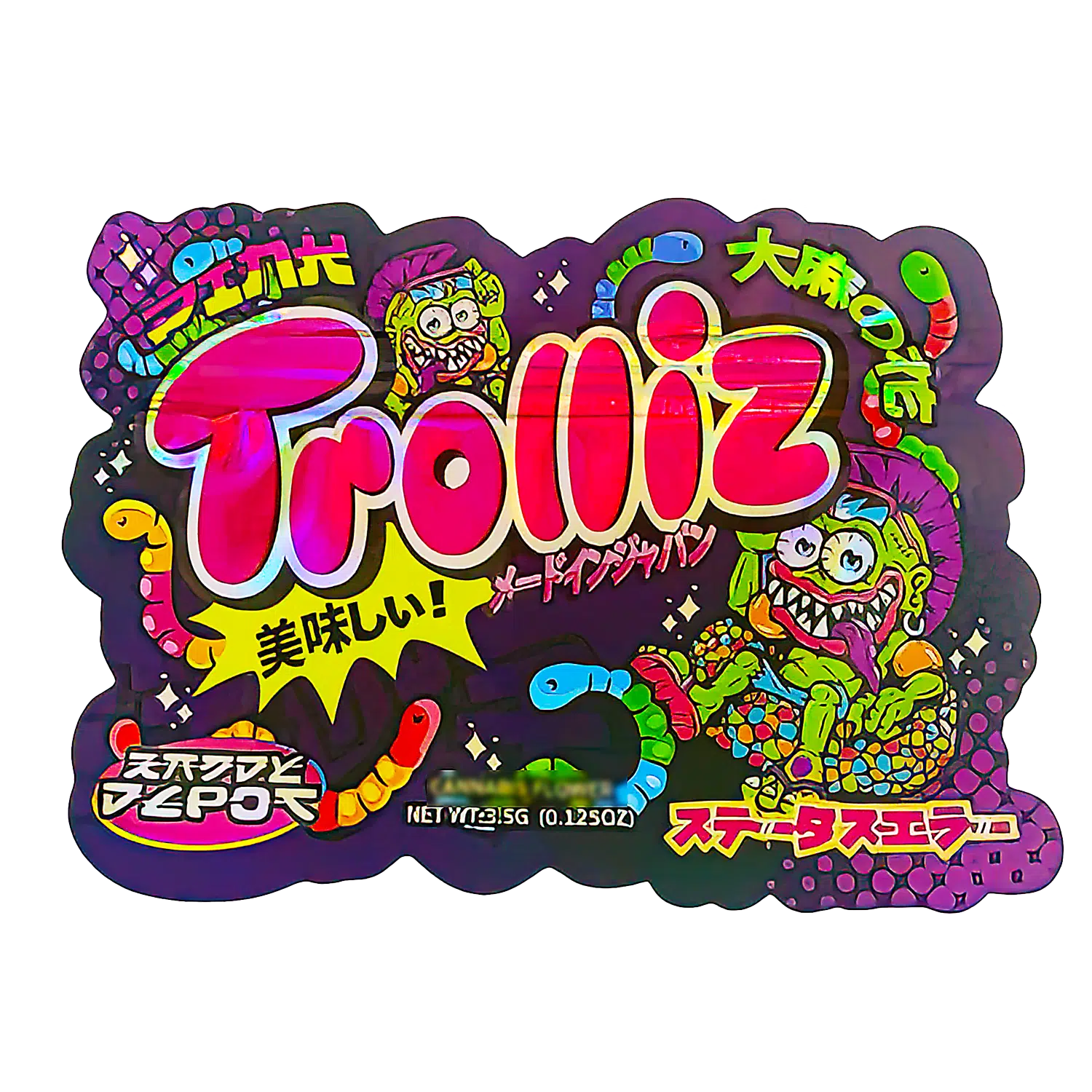 3.5g Shaped Mylar Bag (50 Count) Trolliz Zaddy Depot MB35-SHAPE-027