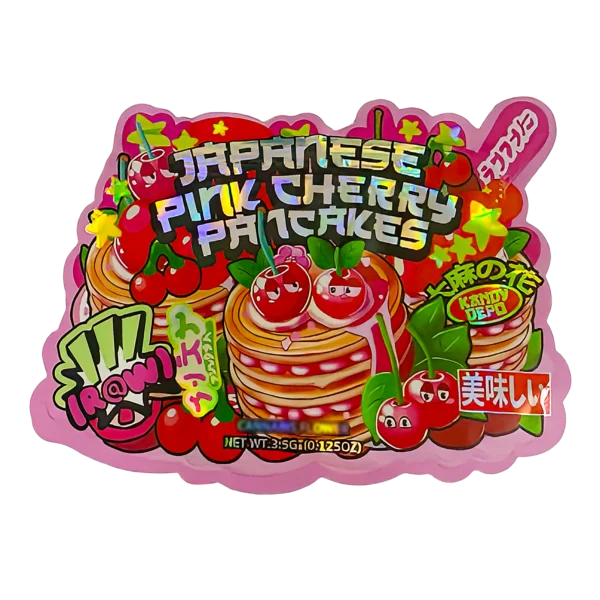 3.5g Shaped Mylar Bag (50 Count) Japanese Pink Cherry Pancakes MB35-SHAPE-030