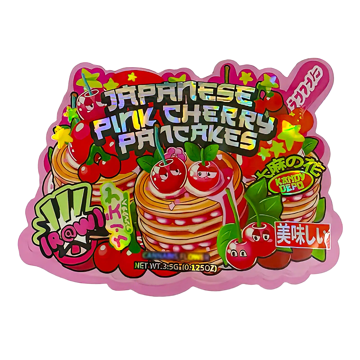 3.5g Shaped Mylar Bag (50 Count) Japanese Pink Cherry Pancakes MB35-SHAPE-030
