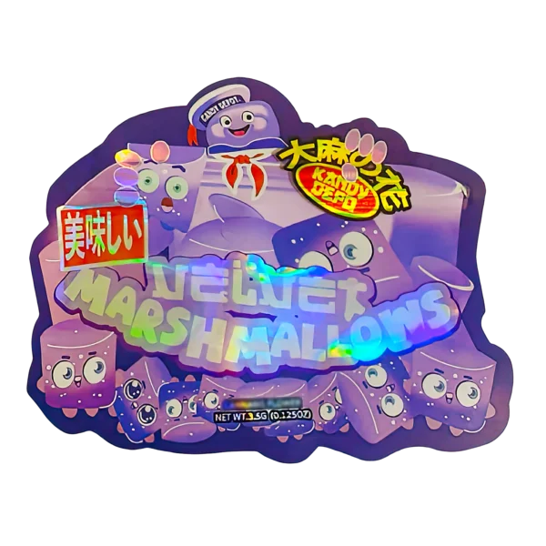 3.5g Shaped Mylar Bag (50 Count) Velvet Marshmallows MB35-SHAPE-031