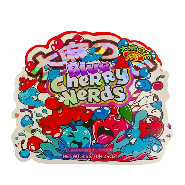 3.5g Shaped Mylar Bag (50 Count) Blue Cherry Nerds MB35-SHAPE-032