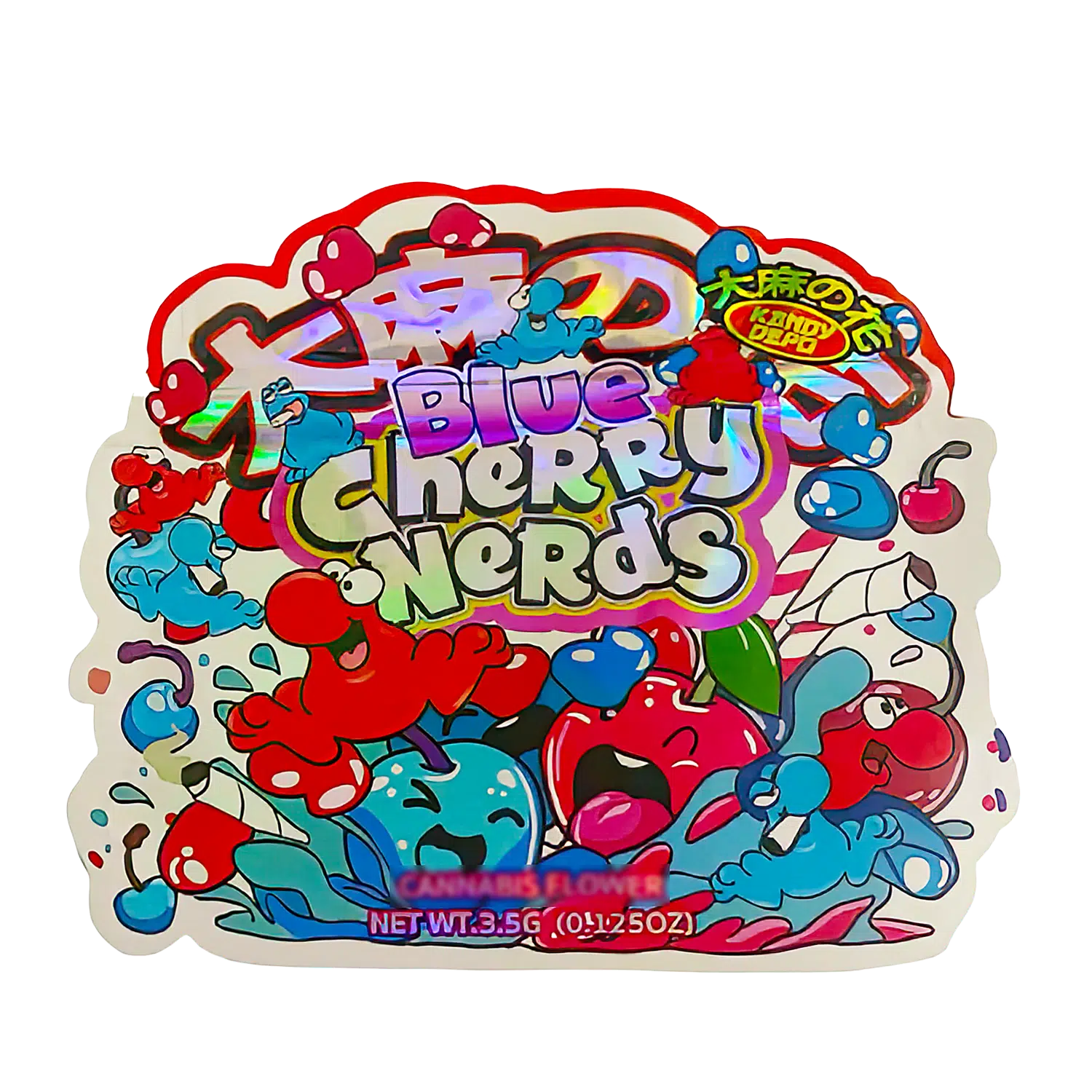 3.5g Shaped Mylar Bag (50 Count) Blue Cherry Nerds MB35-SHAPE-032